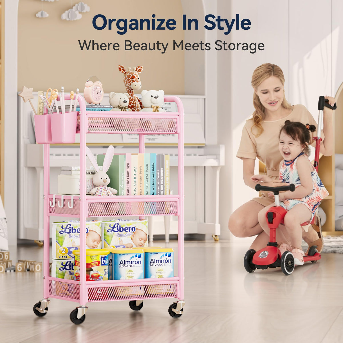 3 Tier Metal Rolling Cart