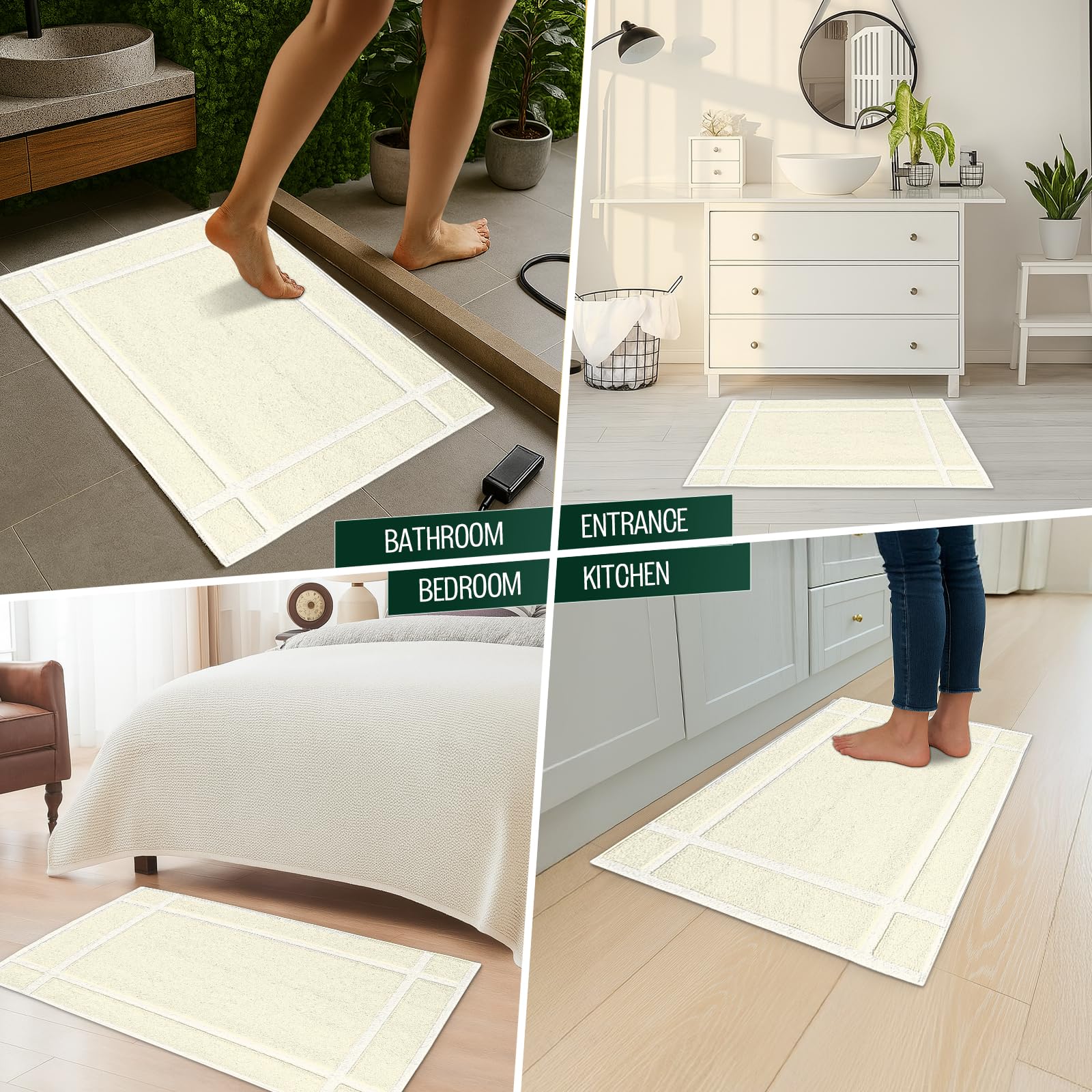 Pack of 6 100% Cotton Bath Mat 20x30 inches