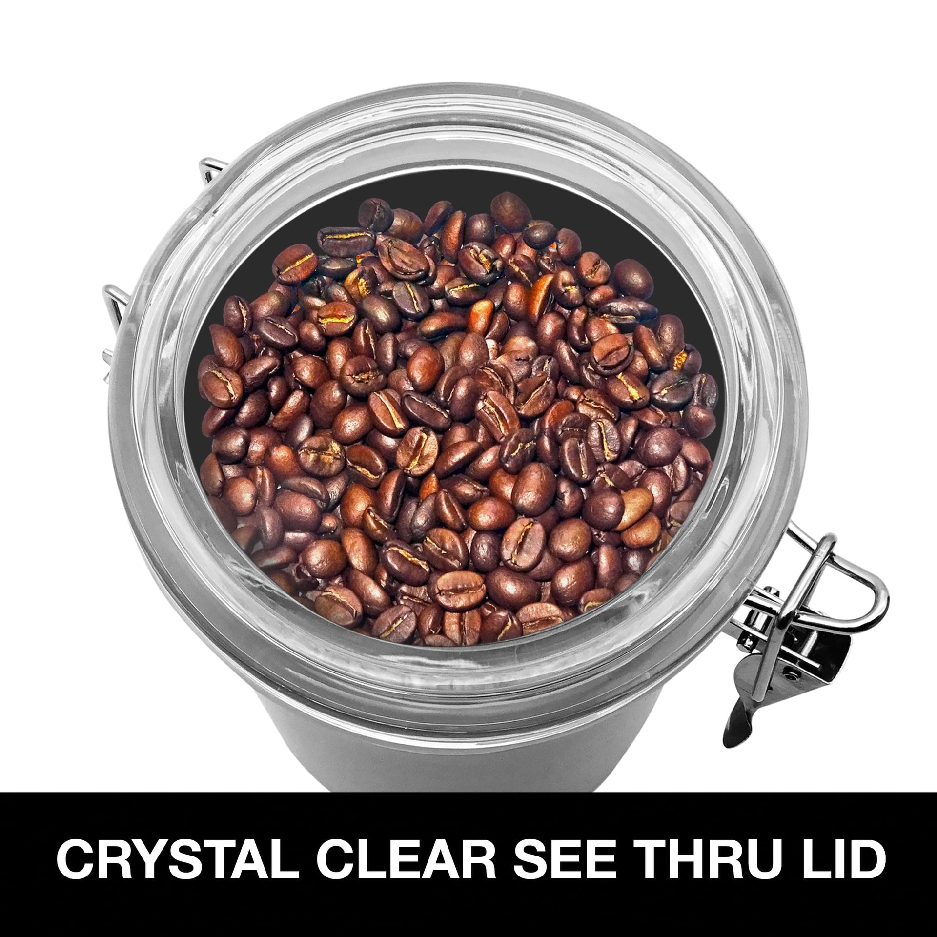 36 Ounce Stainless Steel Canister with Clear Acrylic Lid and Locking Clamp
