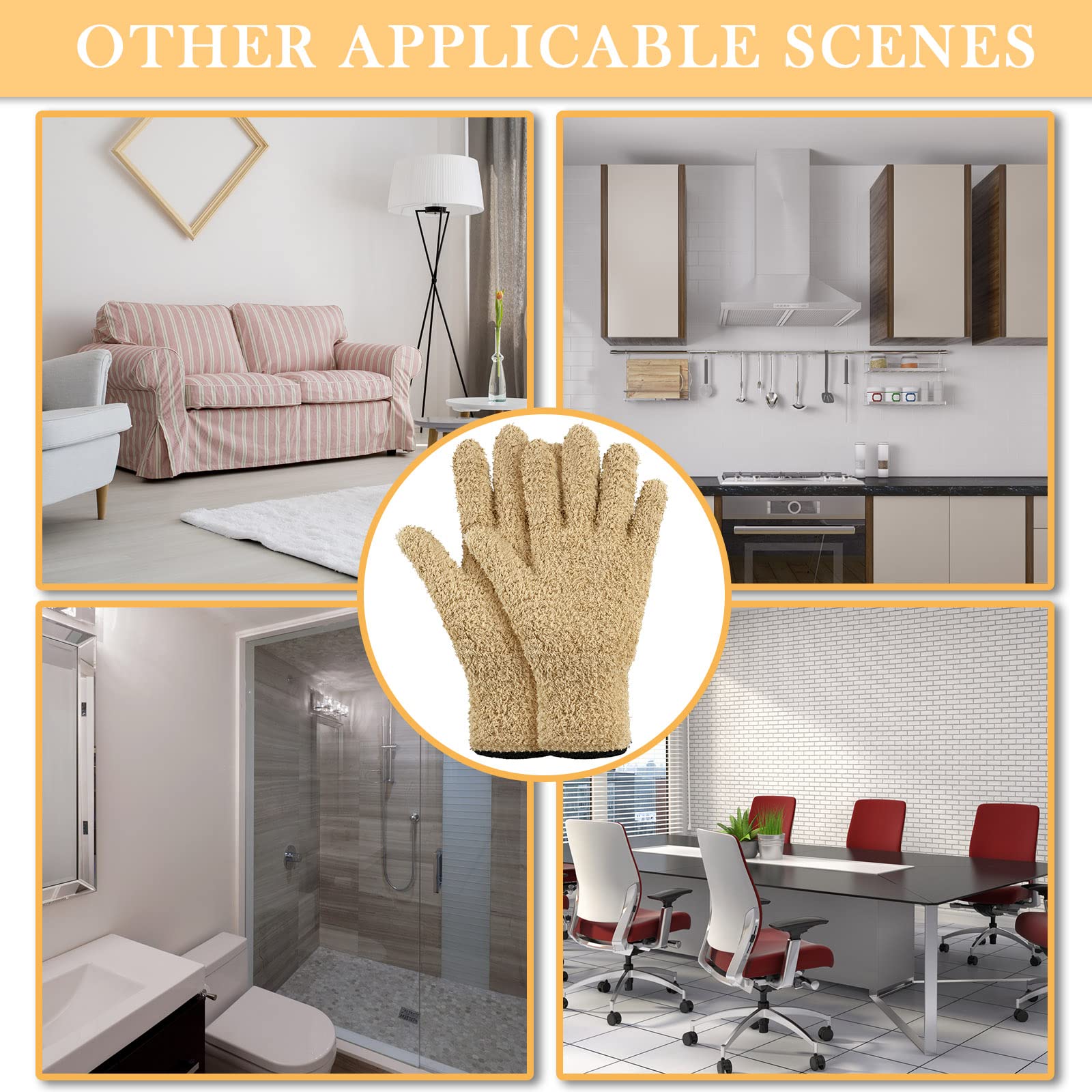 6 Pairs Microfiber Dusting Gloves