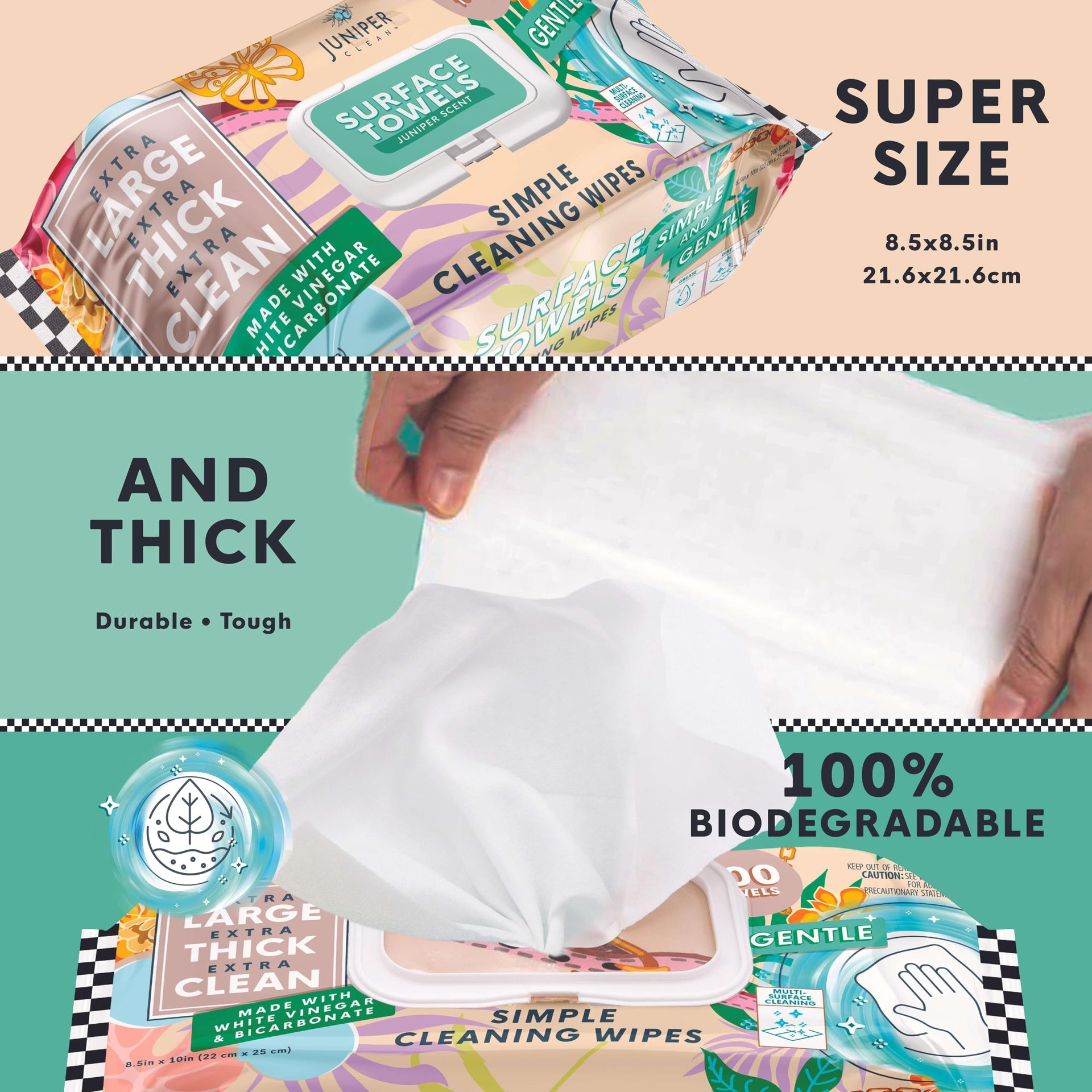 6 Packs Surface Cleaning Wipes Bleach Free (600 Count)