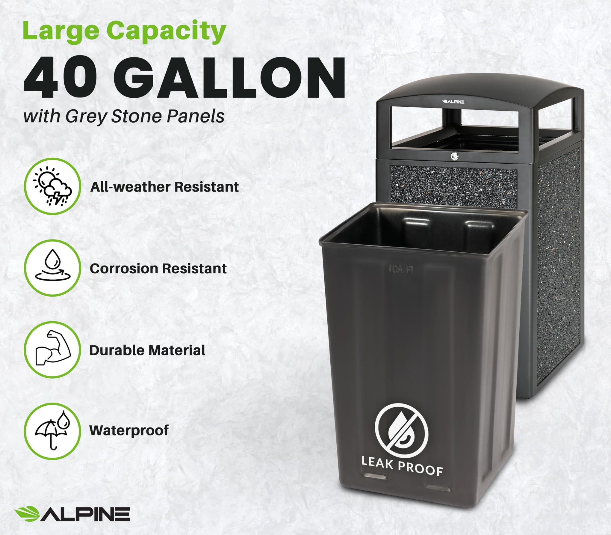 Outdoor Commercial Trash Can with Lid