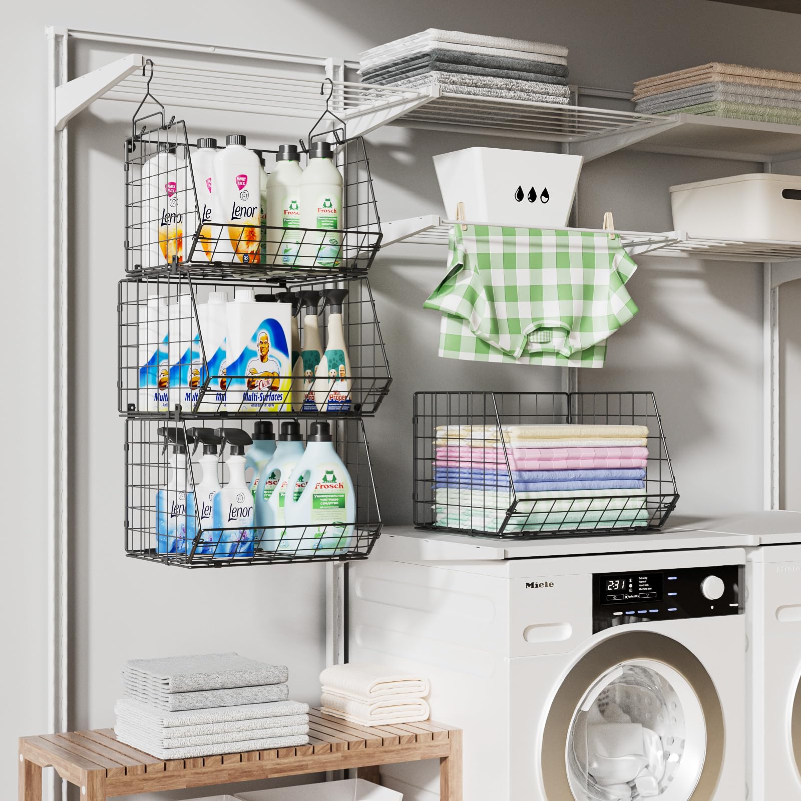 4 Tier Hanging Closet Organizer Foldable Hanging Storage Basket