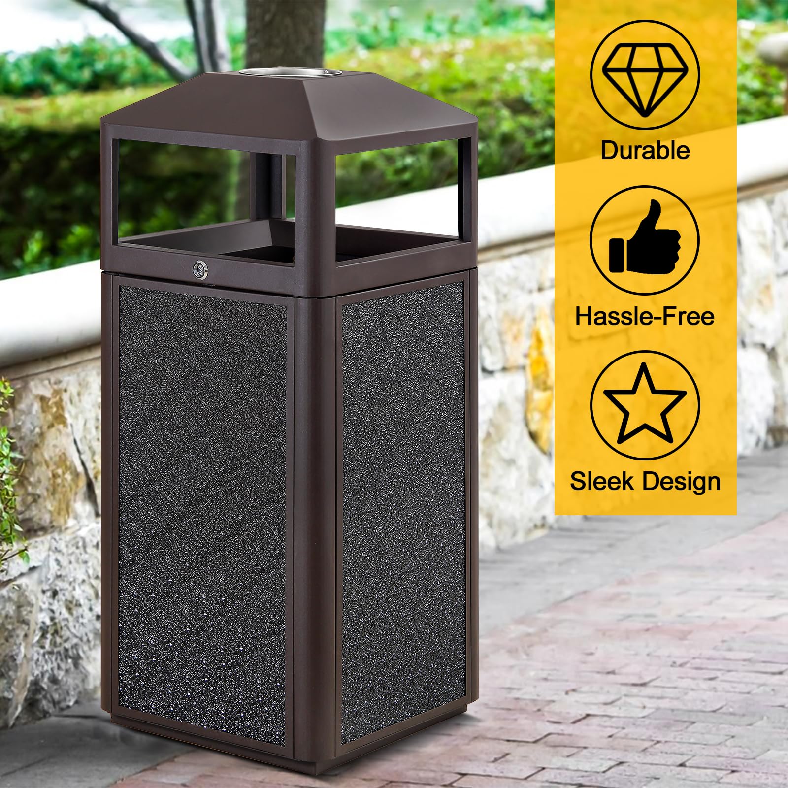 Square Waste Container with Dome Lid