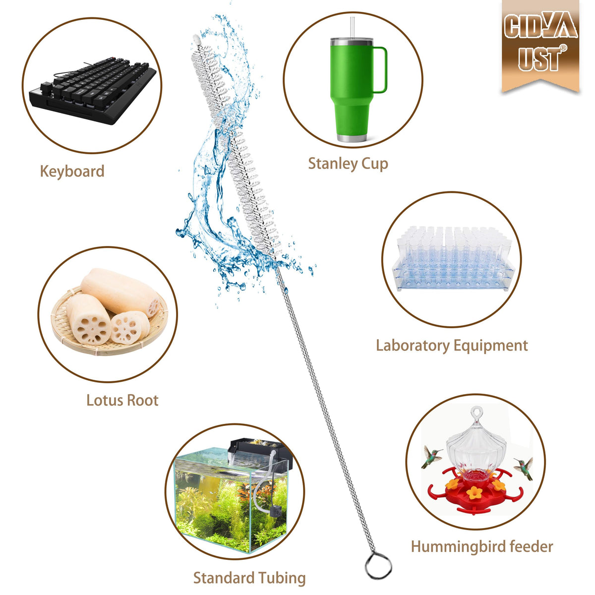 10 Inch Straw Cleaning Brush Reusable Nylon Bristles for Bottles & Pipes (2 Count)