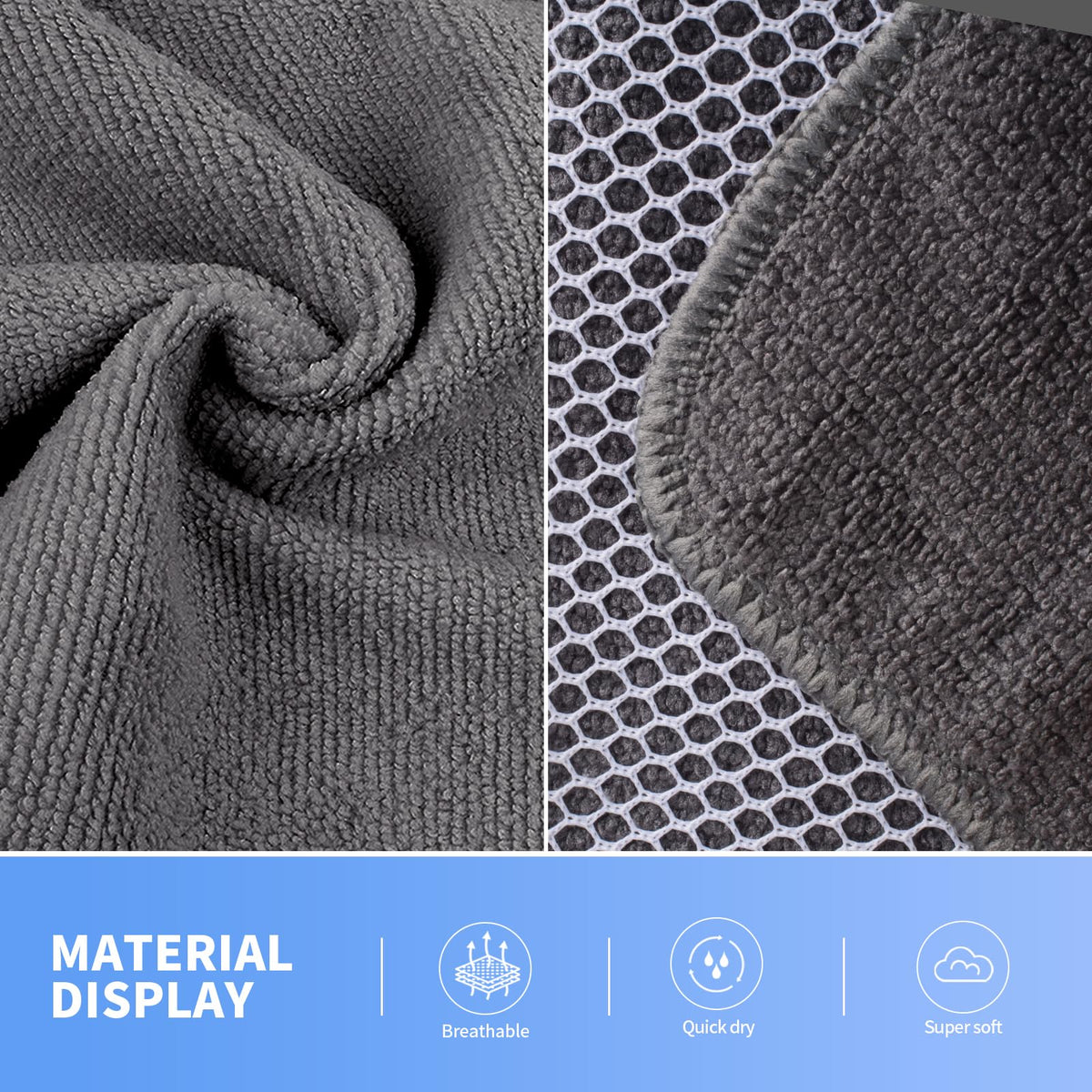 Kitchen Dish Washcloths Microfiber Gray with Poly Scour Scrub Side (9 Count)