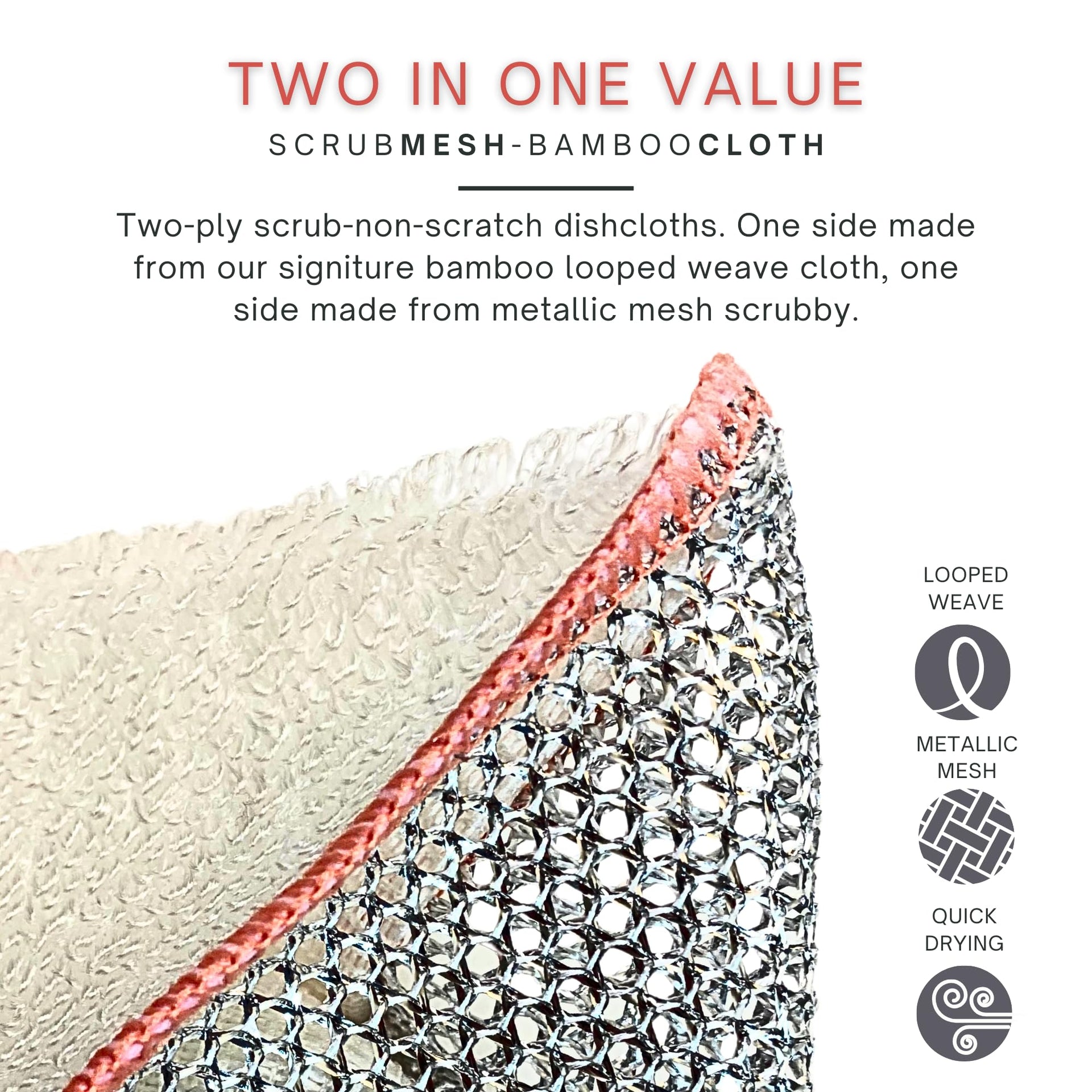 Scrubbing Dishcloths 2ply Mesh Scrub Reusable Dishrag 6pk 6x7in