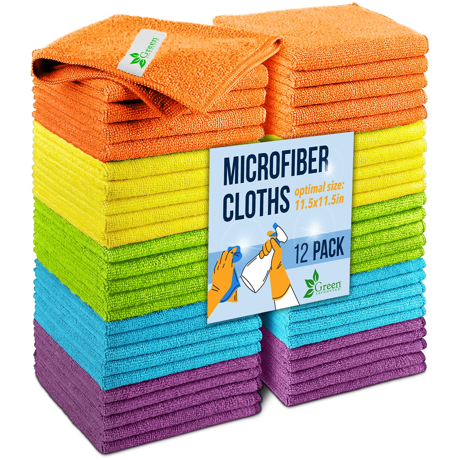 Microfiber Cleaning Cloth 11.5" x 11.5" 12 Pack (12 Count) - ModHome Supplies