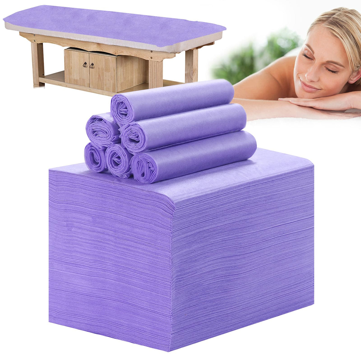 Disposable Bed Sheets for Massage Table 100 Pcs 31" x 71" Waterproof Massage Table Sheets Soft Non Woven Fabric SPA Massage Table Bed Cover Breathable for Beauty Tattoos Waxing Travel (100 Count)