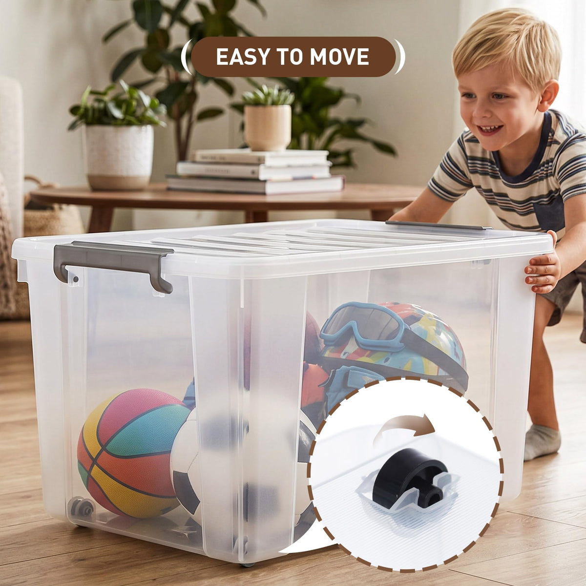 69 QT Plastic Storage Bins with Latching Lids Stackable Storage Containers for Organizing Large Clear Storage Box for Garage (4 Count)
