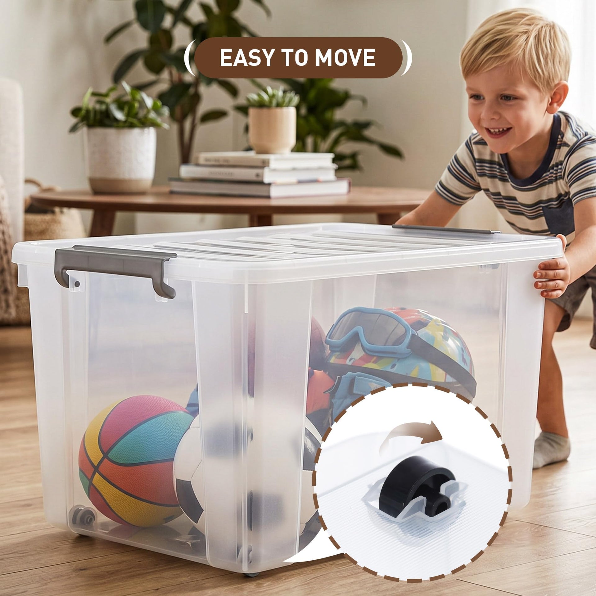 69 QT Plastic Storage Bins with Latching Lids Stackable Storage Containers for Organizing Large Clear Storage Box for Garage (8 Count)