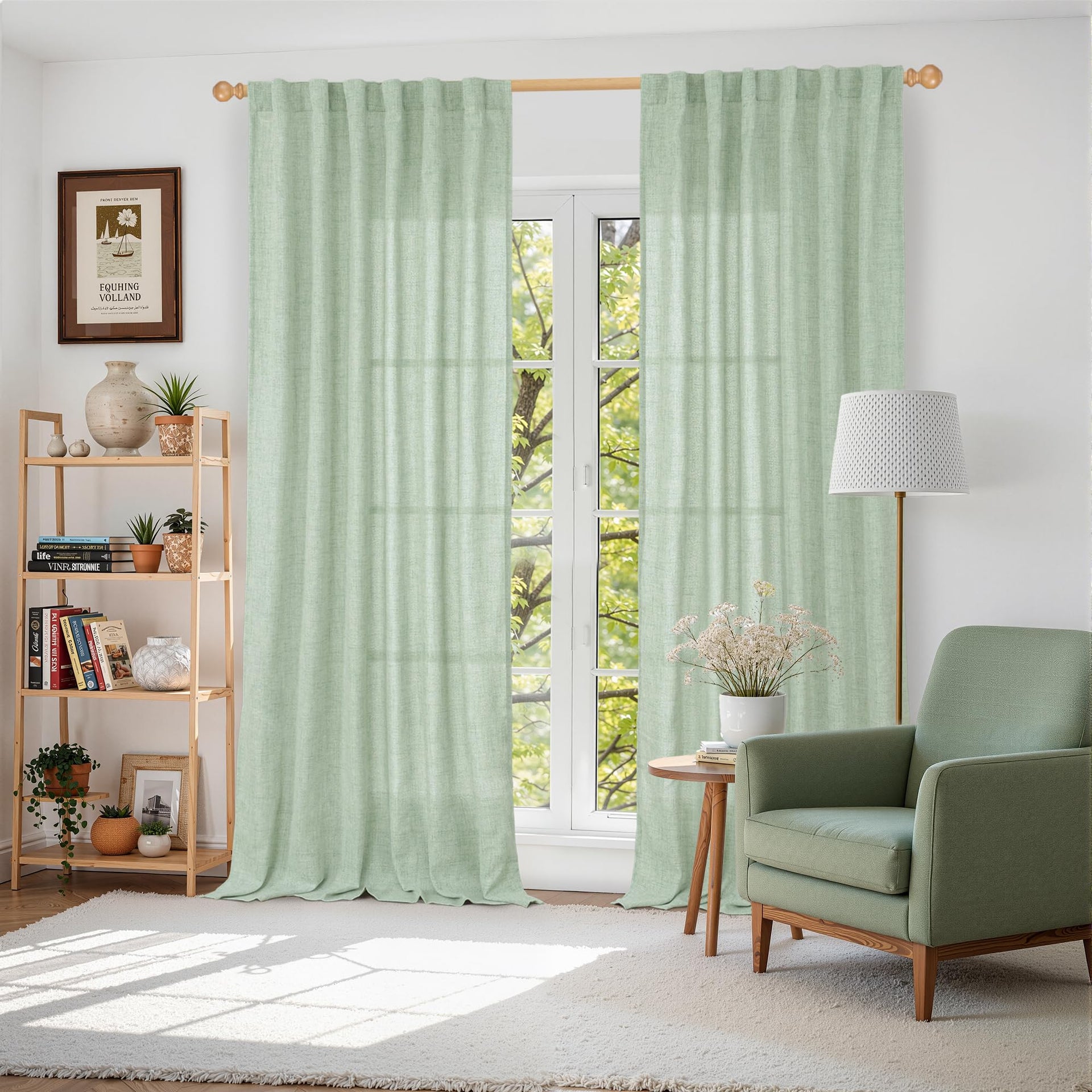Green Curtains 84 Inch Length 2 Panels Set (2 Count)