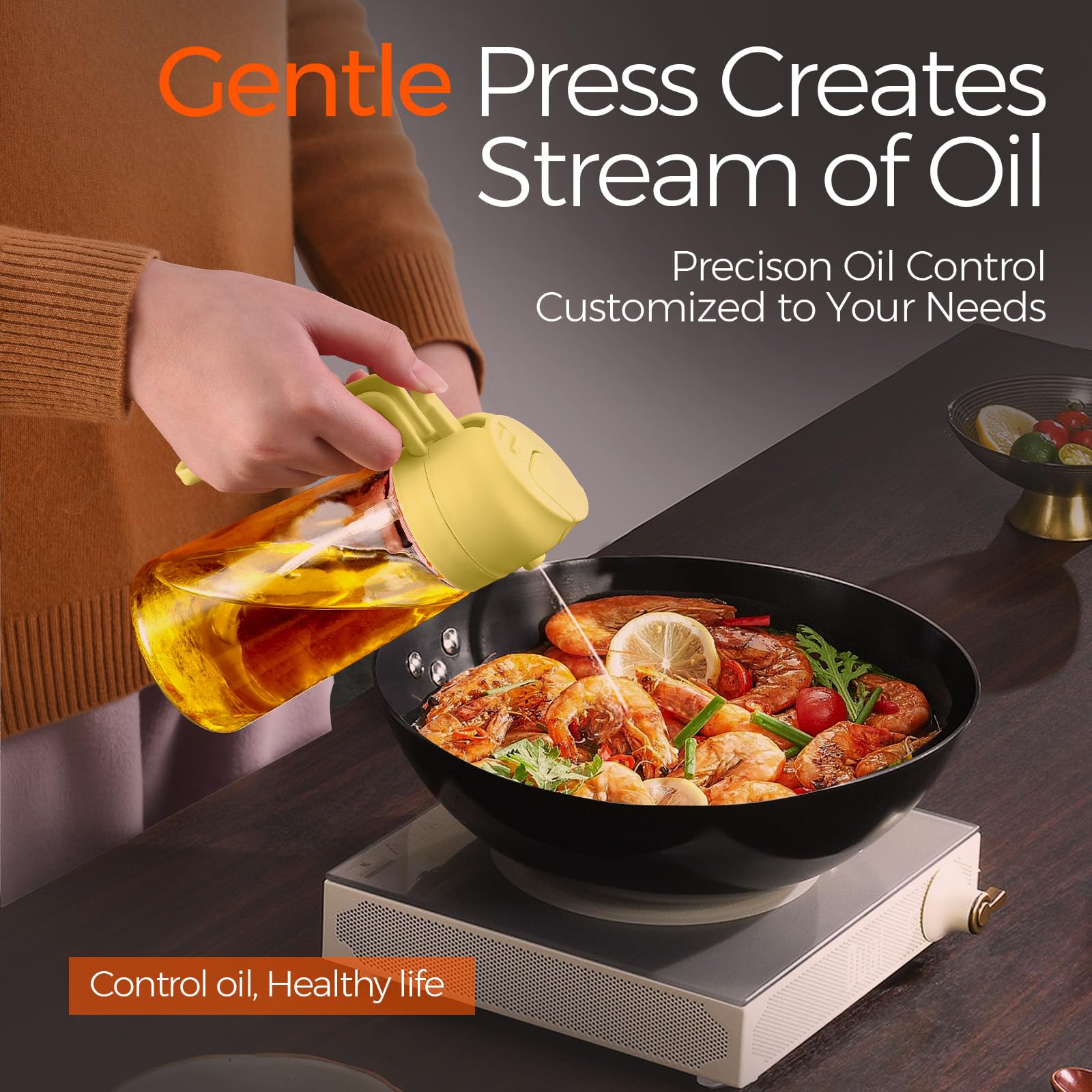 16oz 470ml Glass Olive Oil Sprayer for Cooking with Stickers