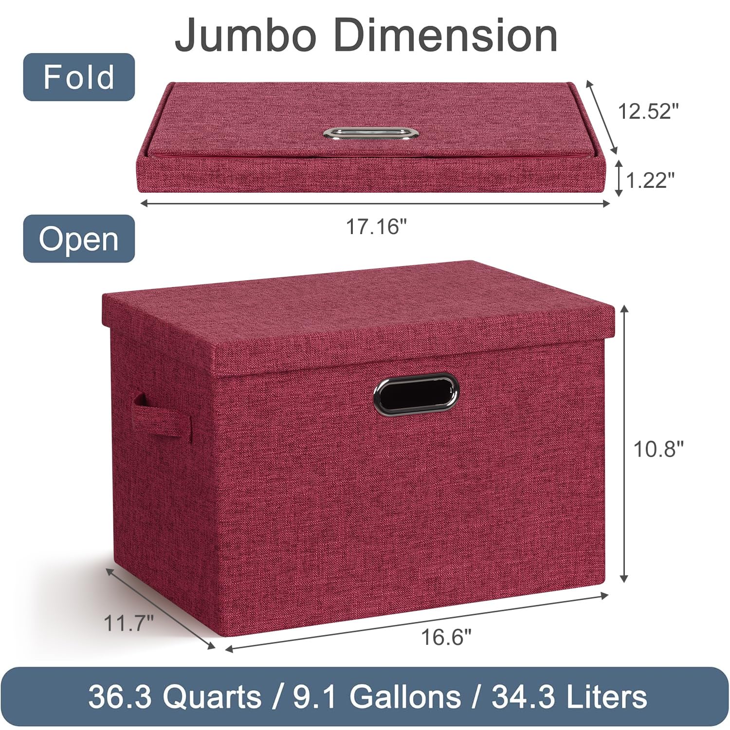 Storage Bins with Lids Fabric Closet Organizers Cubes Office Organization (3 Count)