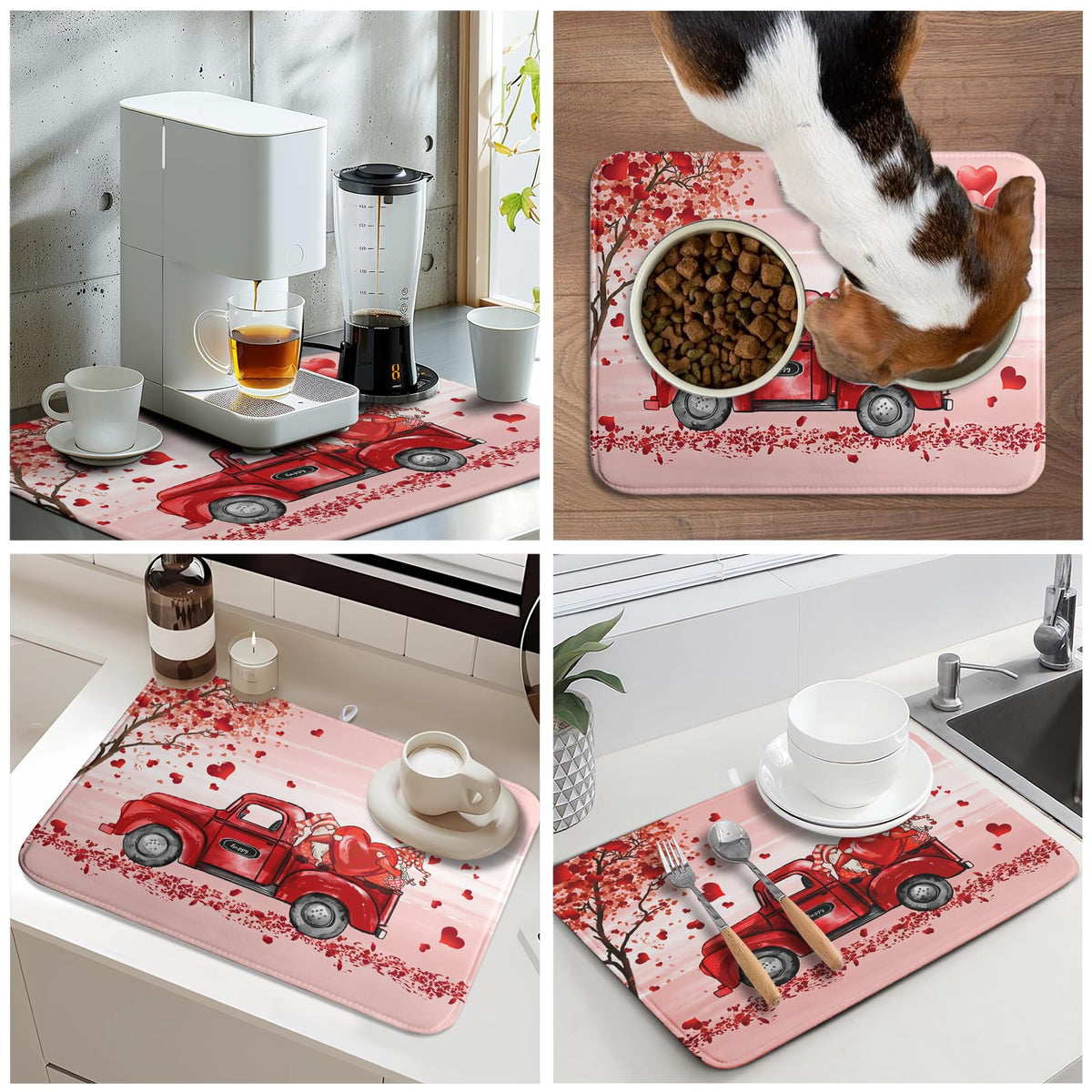 Valentine's Day Dish Drying Mats for Kitchen Counter