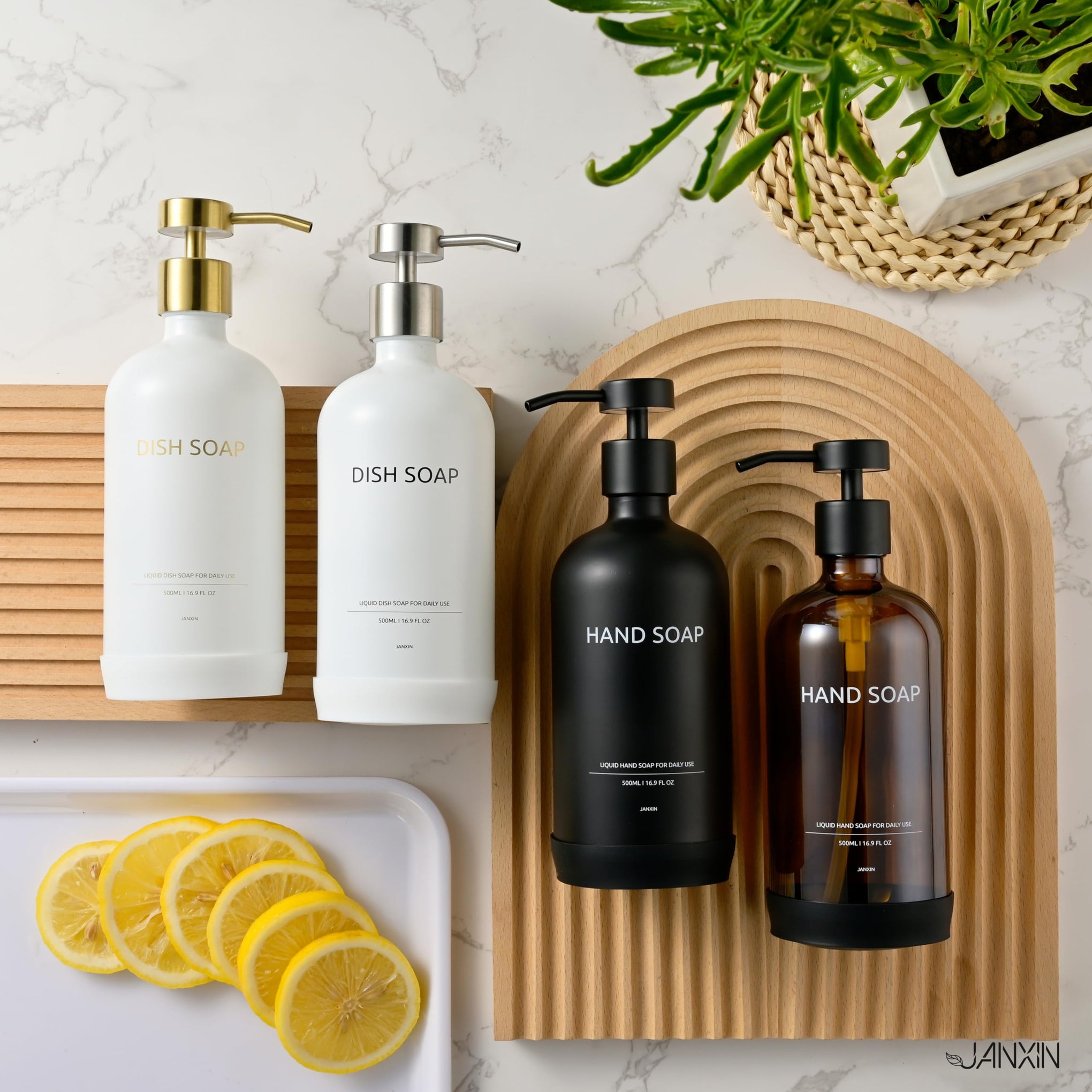 Glass Soap Dispenser Bathroom Set by Janxin