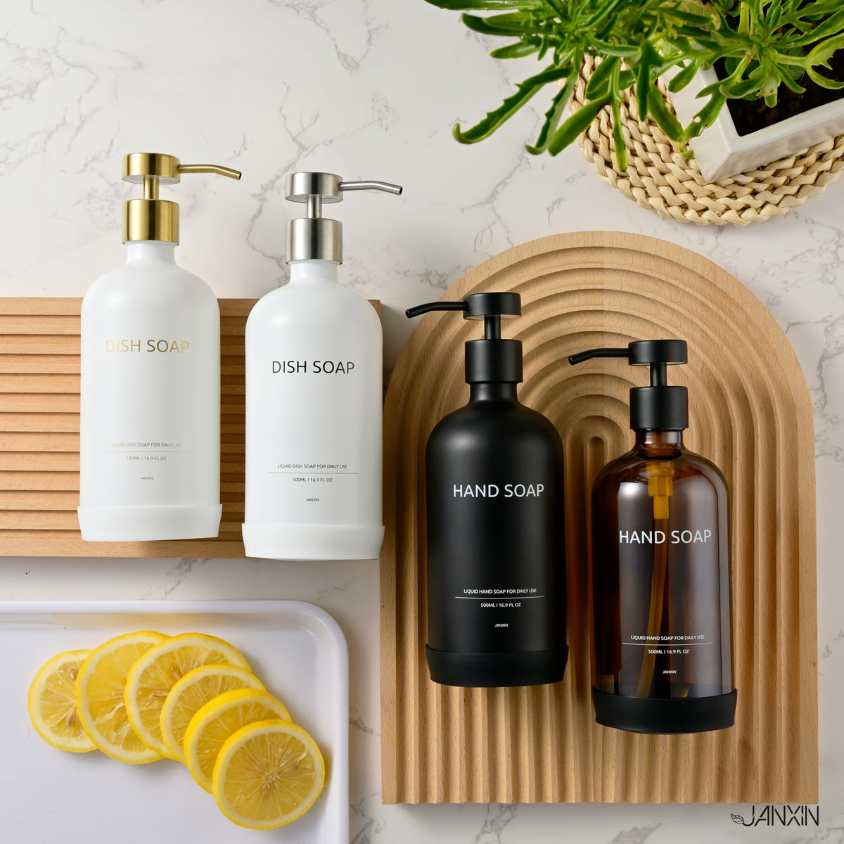 Glass Soap Dispenser Bathroom Set by Janxin
