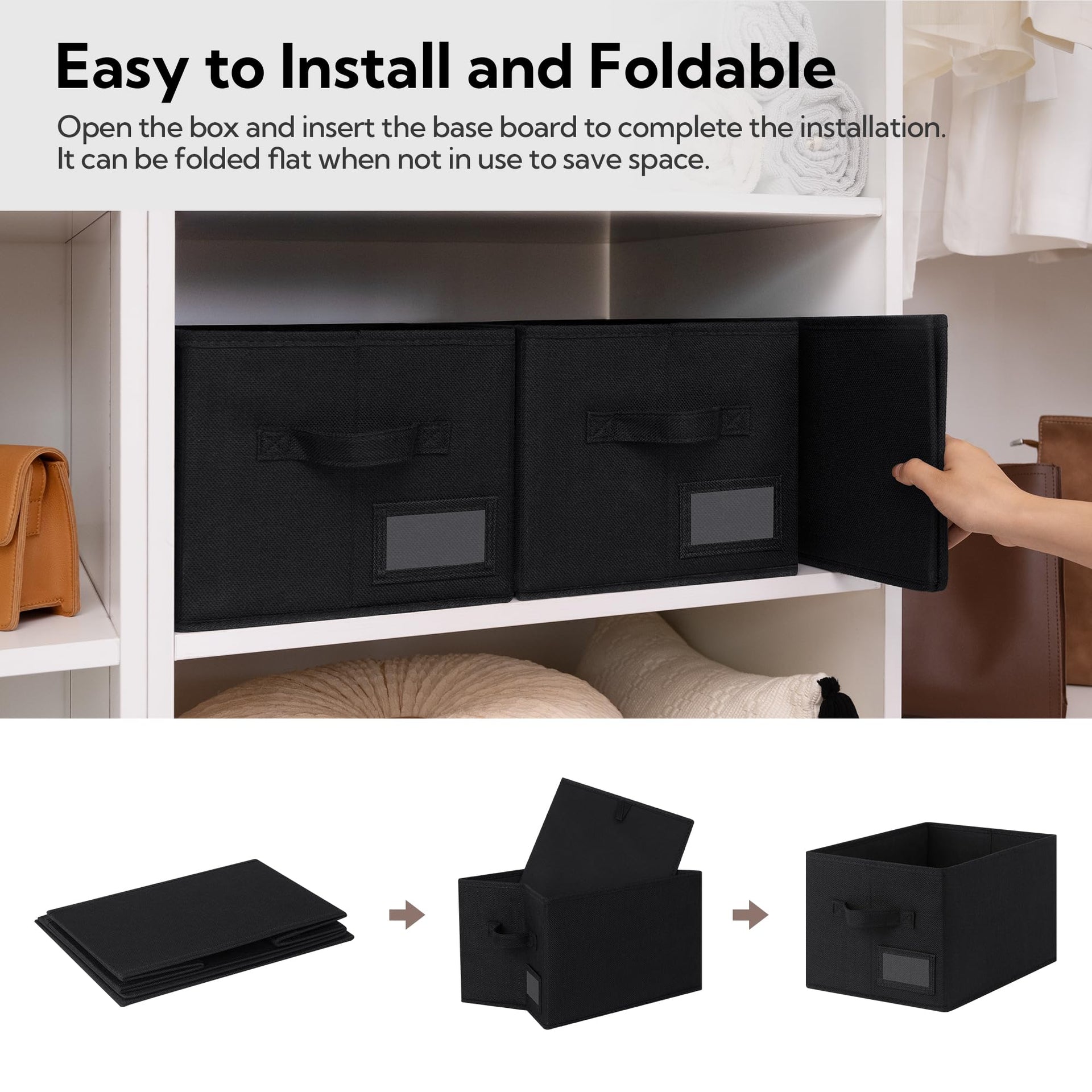 Closet Storage Bins with Label (3 Count)