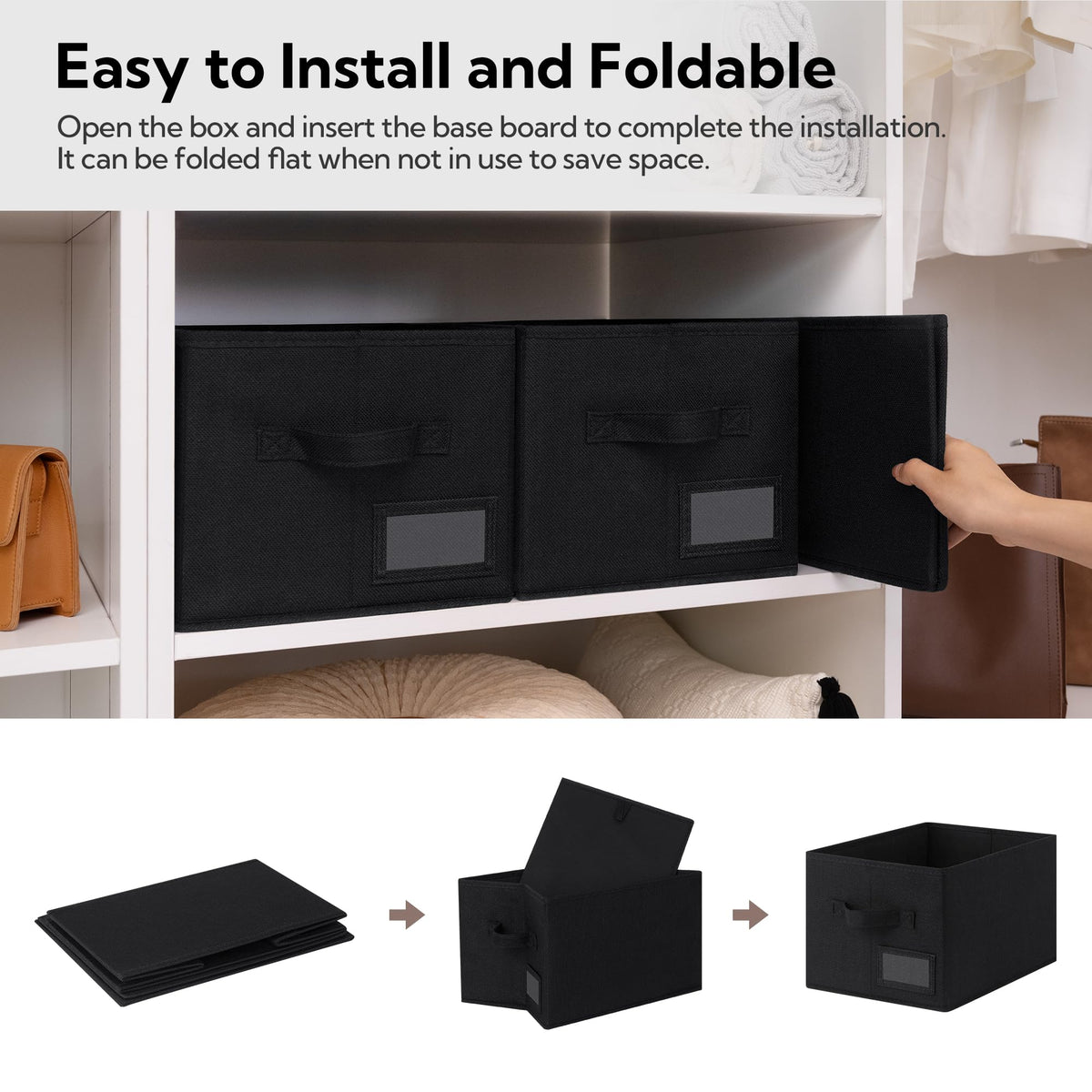 Closet Storage Bins with Label (3 Count)