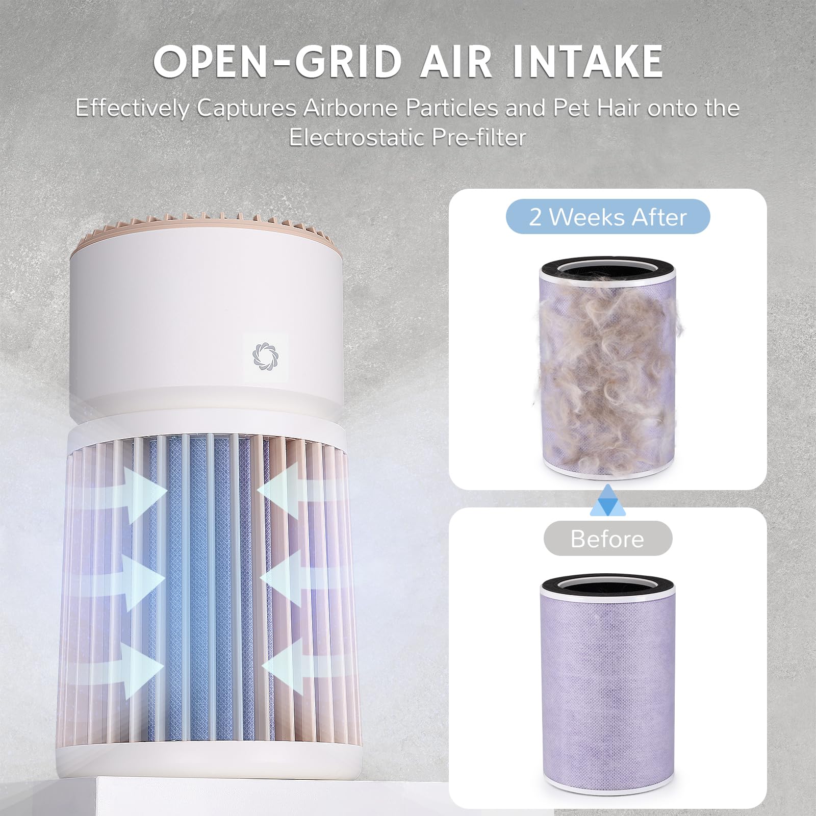 Pet Air Purifier H13 HEPA Up to 2000 sq.ft