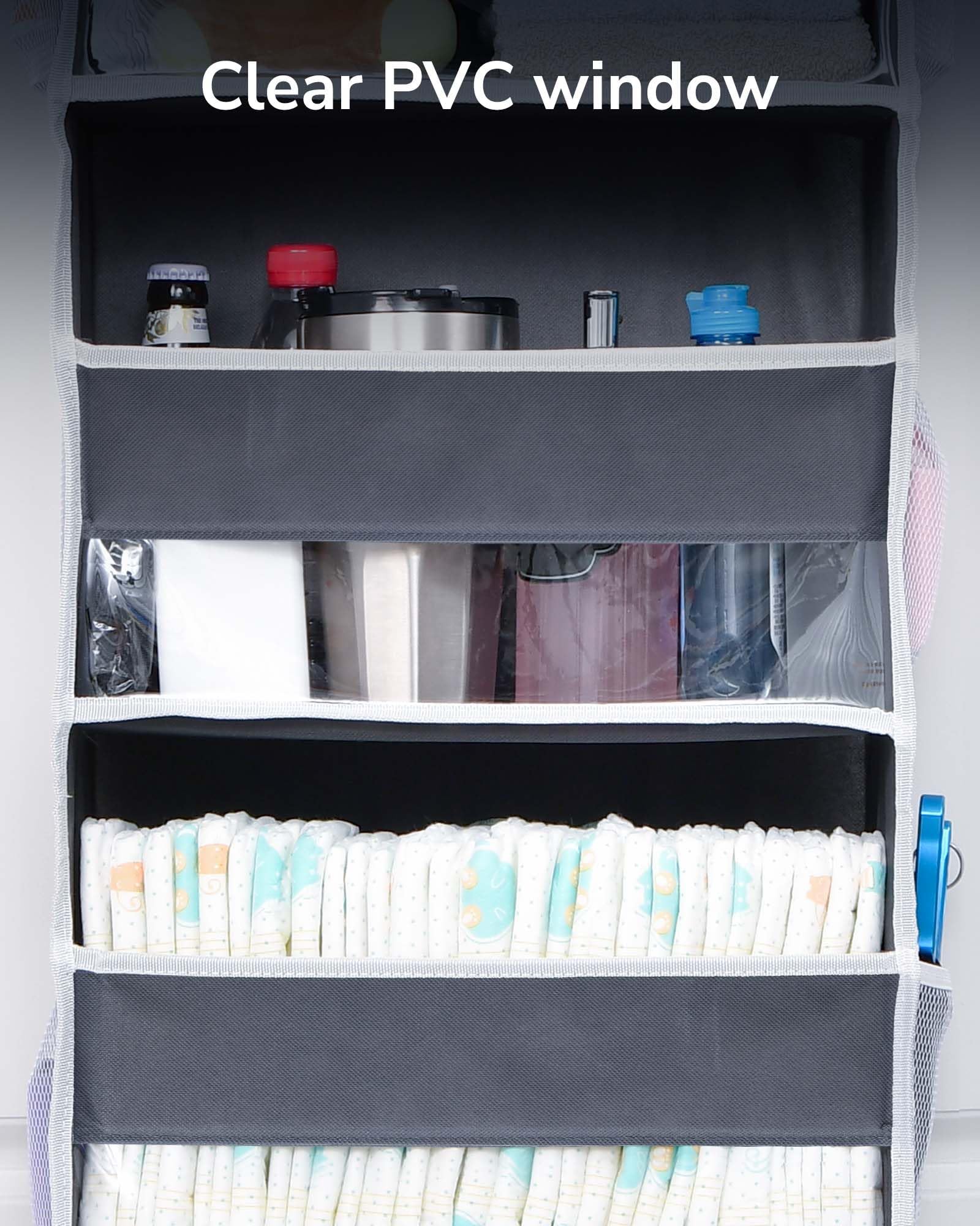 1 Pack Over Door Organizer with 5 Large and 10 Mesh Side Pockets