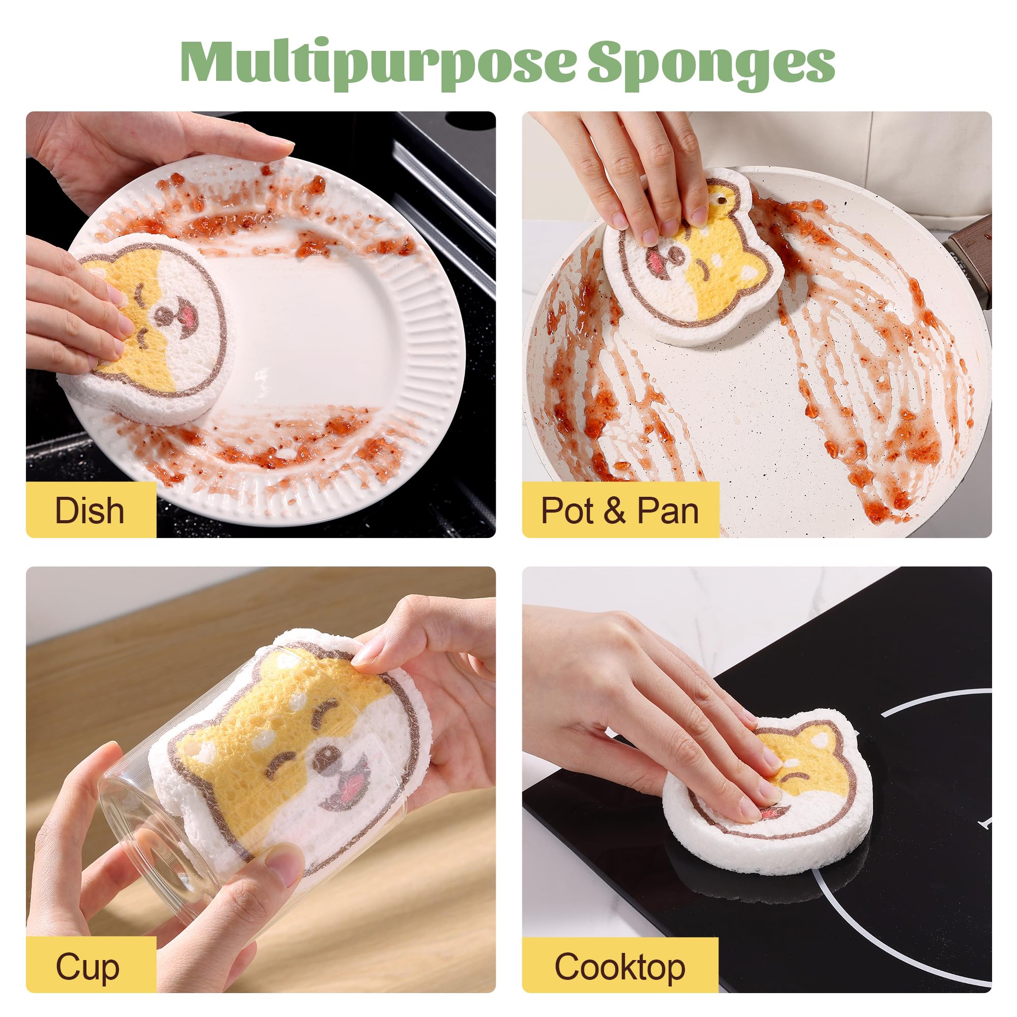 Cartoon Kitchen Sponge (4 Count)