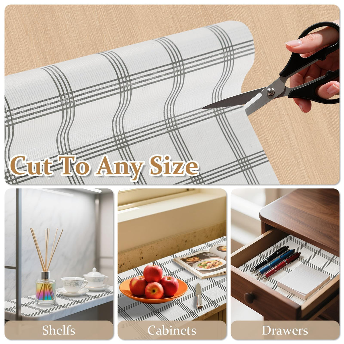 Drawer and Shelf Liner for Kitchen Cabinet Non Adhesive Non Slip 12in x 10FT (120 sq in)