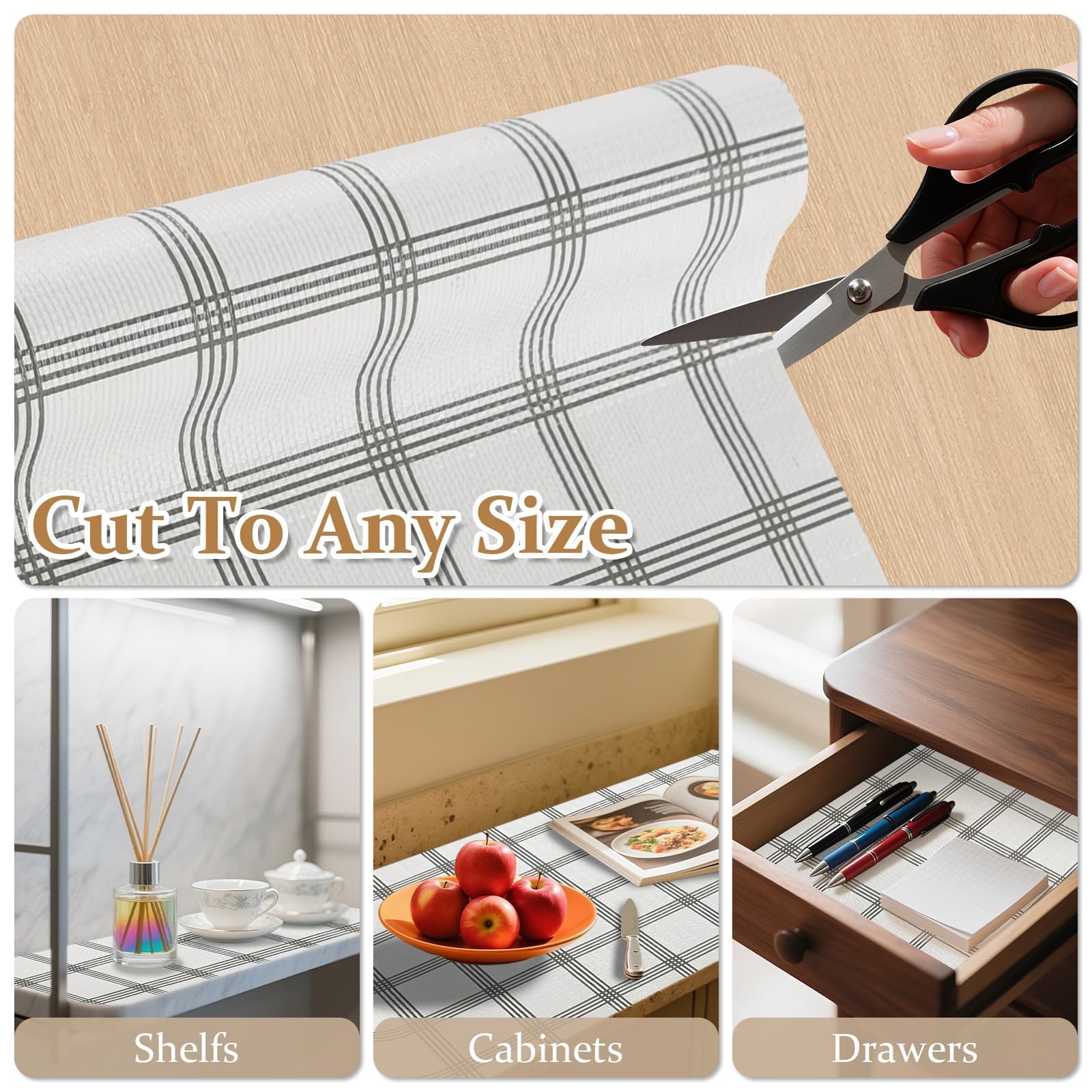 Drawer and Shelf Liner for Kitchen Cabinet Non Adhesive Non Slip 12in x 30FT