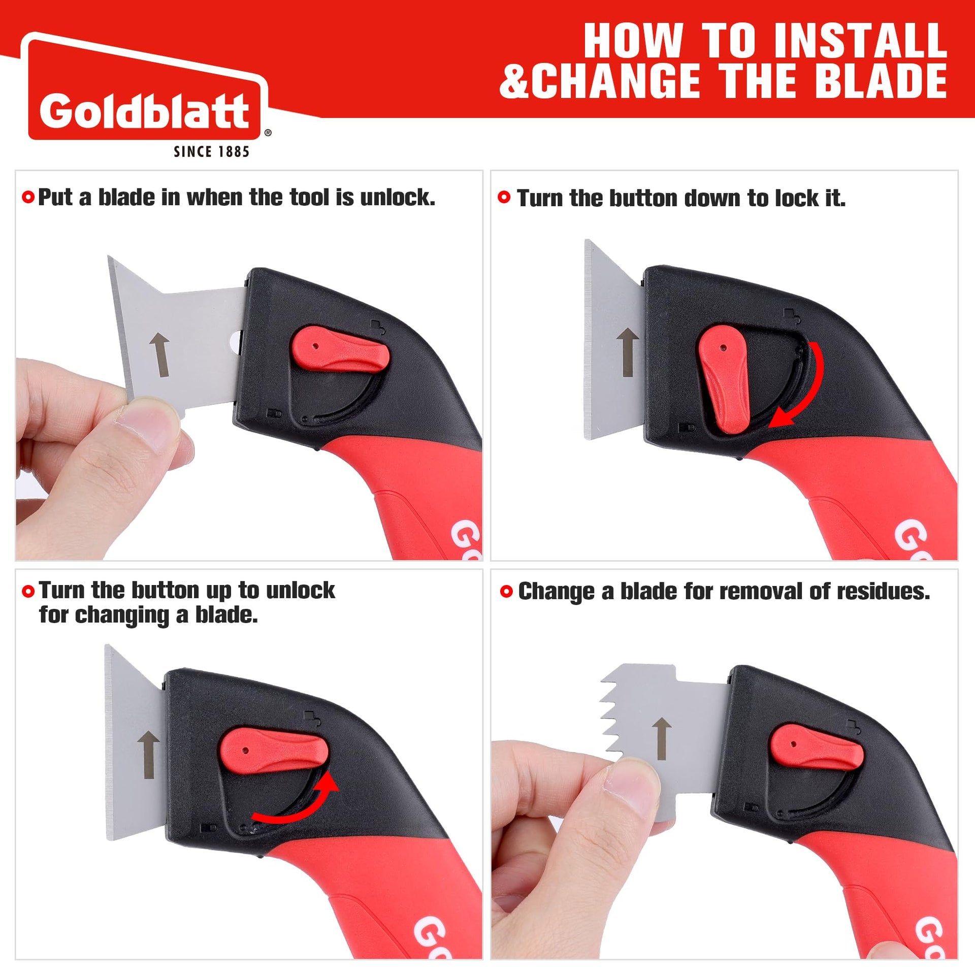 Grout Removal Tool with 3 Stainless Blades