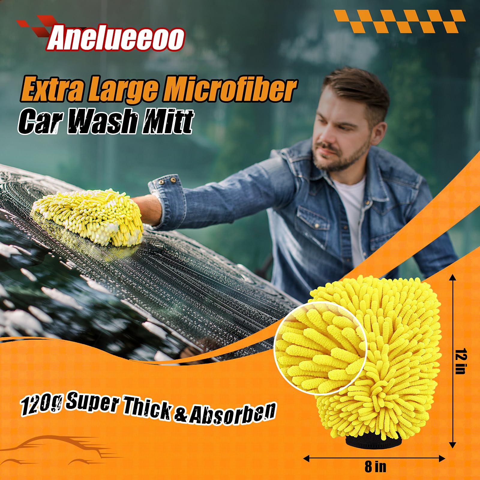 Car Wash Mitt Microfiber (4 Count)