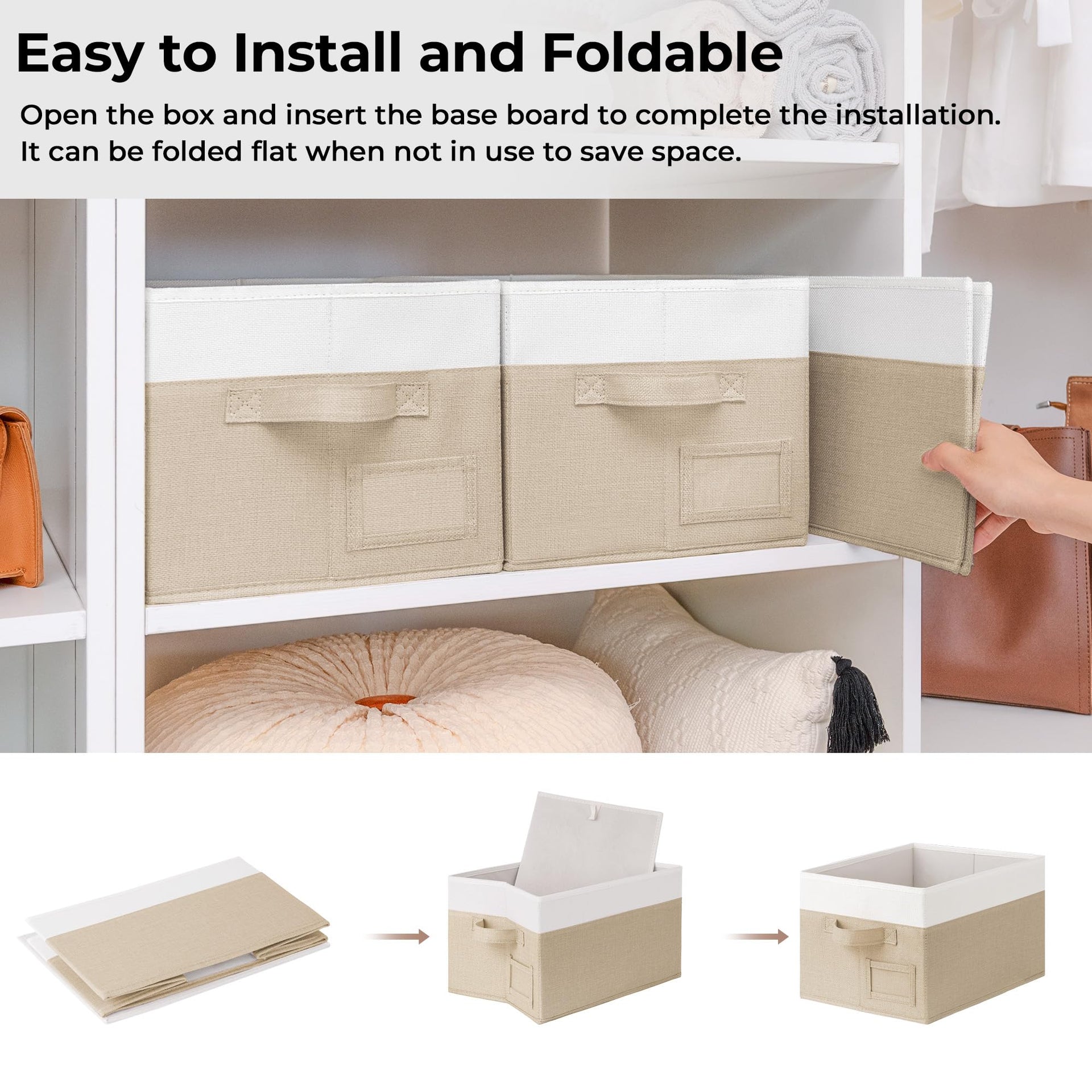 Closet Storage Bins with Label (3 Count)