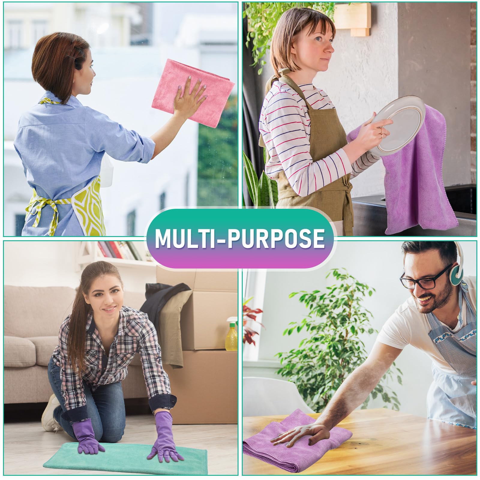 6 Pcs Extra Large Microfiber Cleaning Cloth 30" x 20" Washable Reusable Microfiber Towel Streak Free Lint Free Cloth for Cleaning Home Glass Office Window Bathrooms (6 Count)