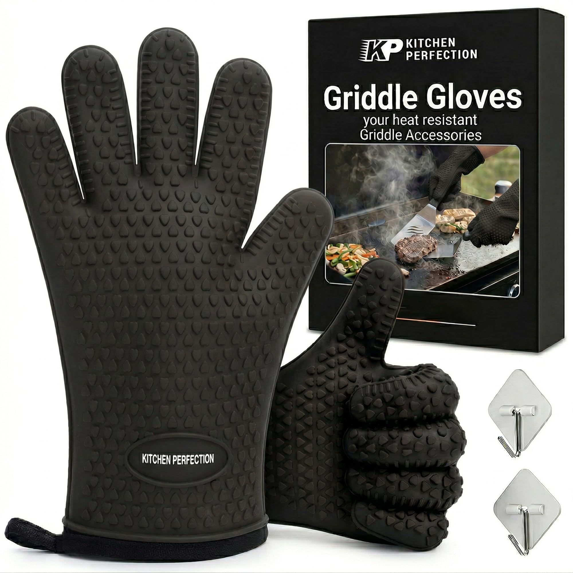 Silicone Griddle Grill Gloves Heat Resistant Oven Mitts