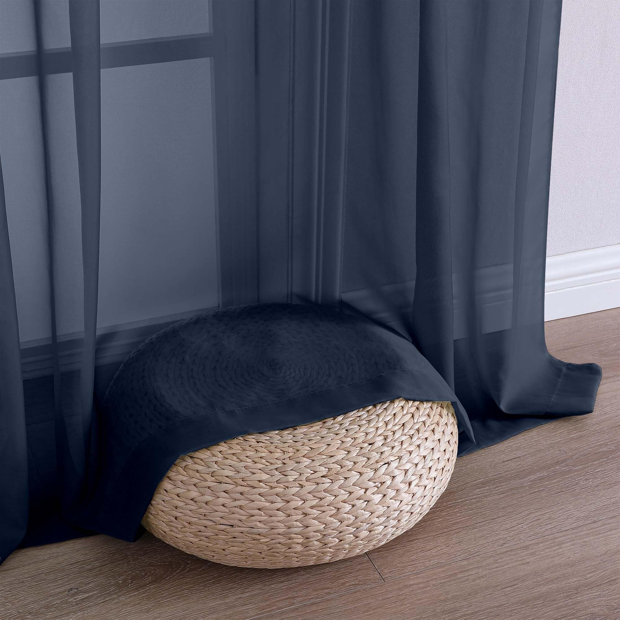 Navy Blue Sheer Curtains 90 Inches Long 2 Panels (2 Count)