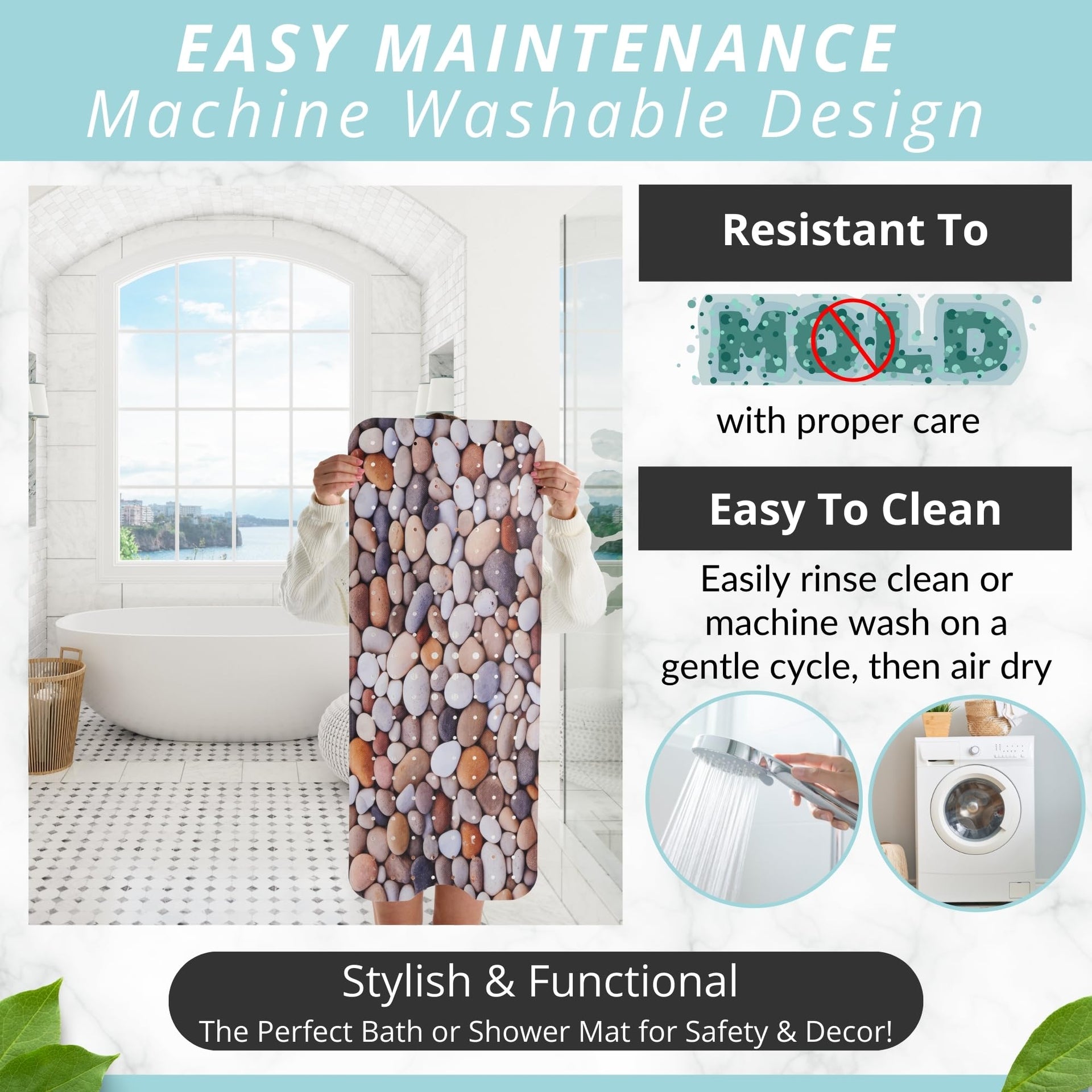 Non Slip Bath & Shower Mat 40x16 Extra Long