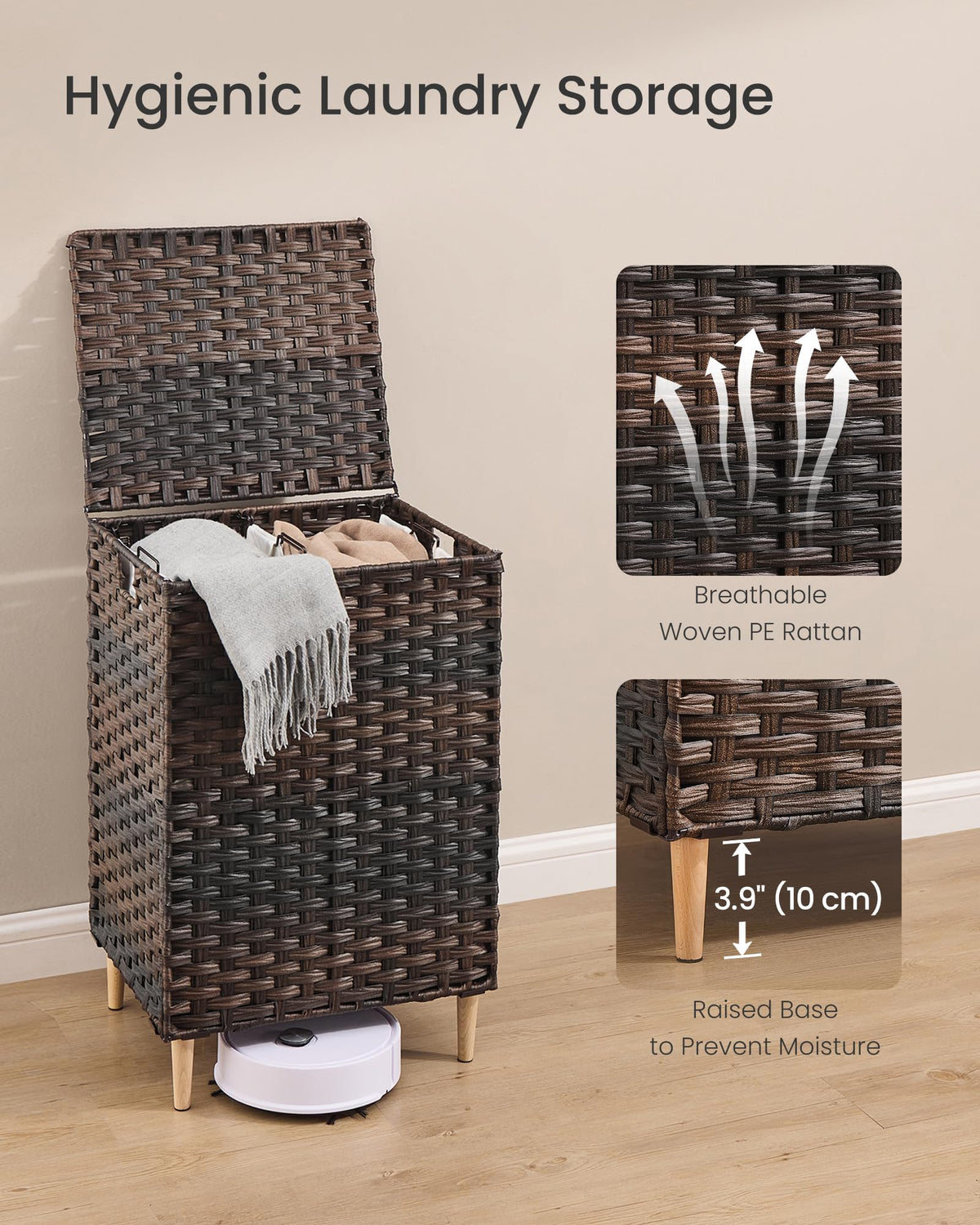 2 Section Laundry Hamper with Lid