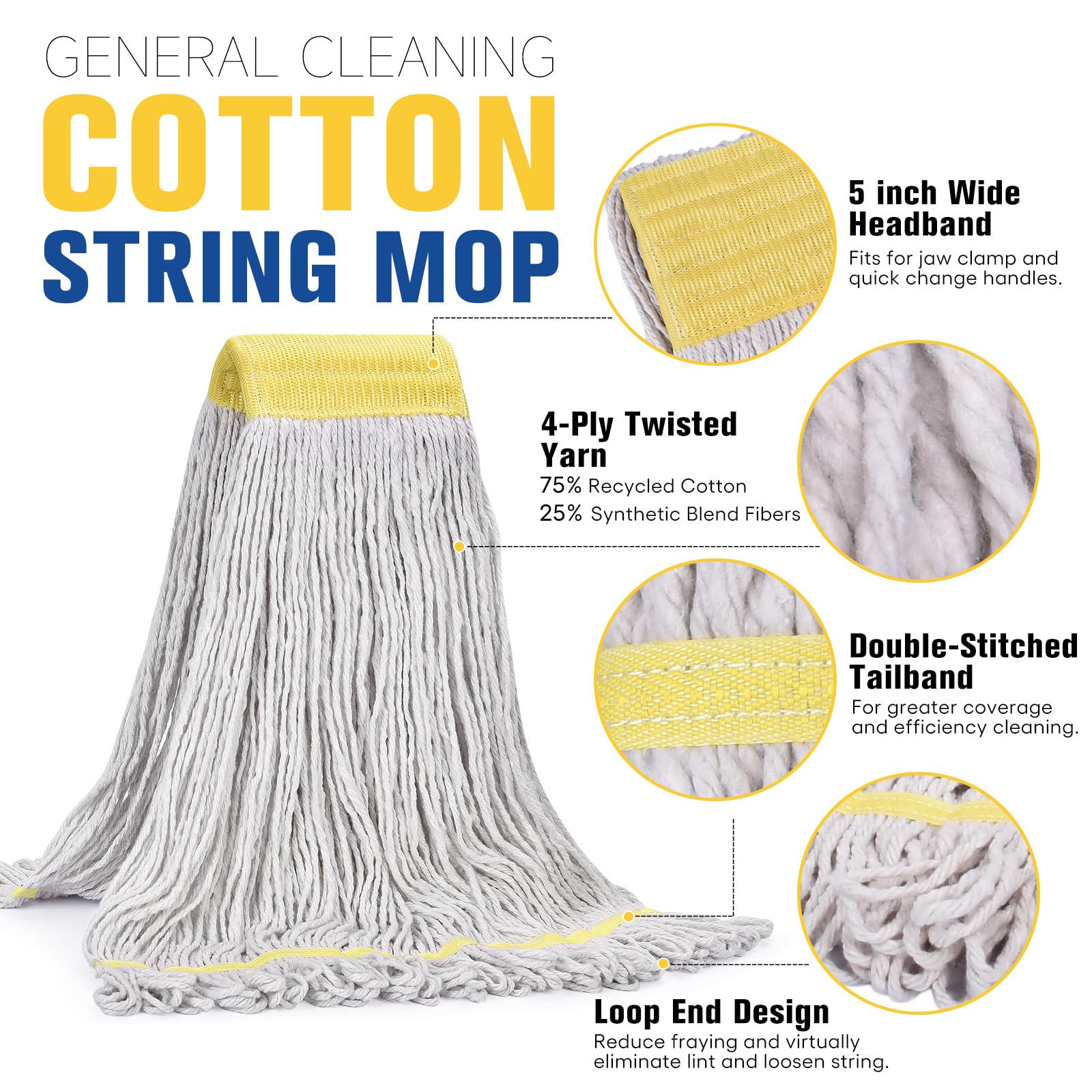 Matthew Cleaning Commercial Mop Head Replacement (3 Count)