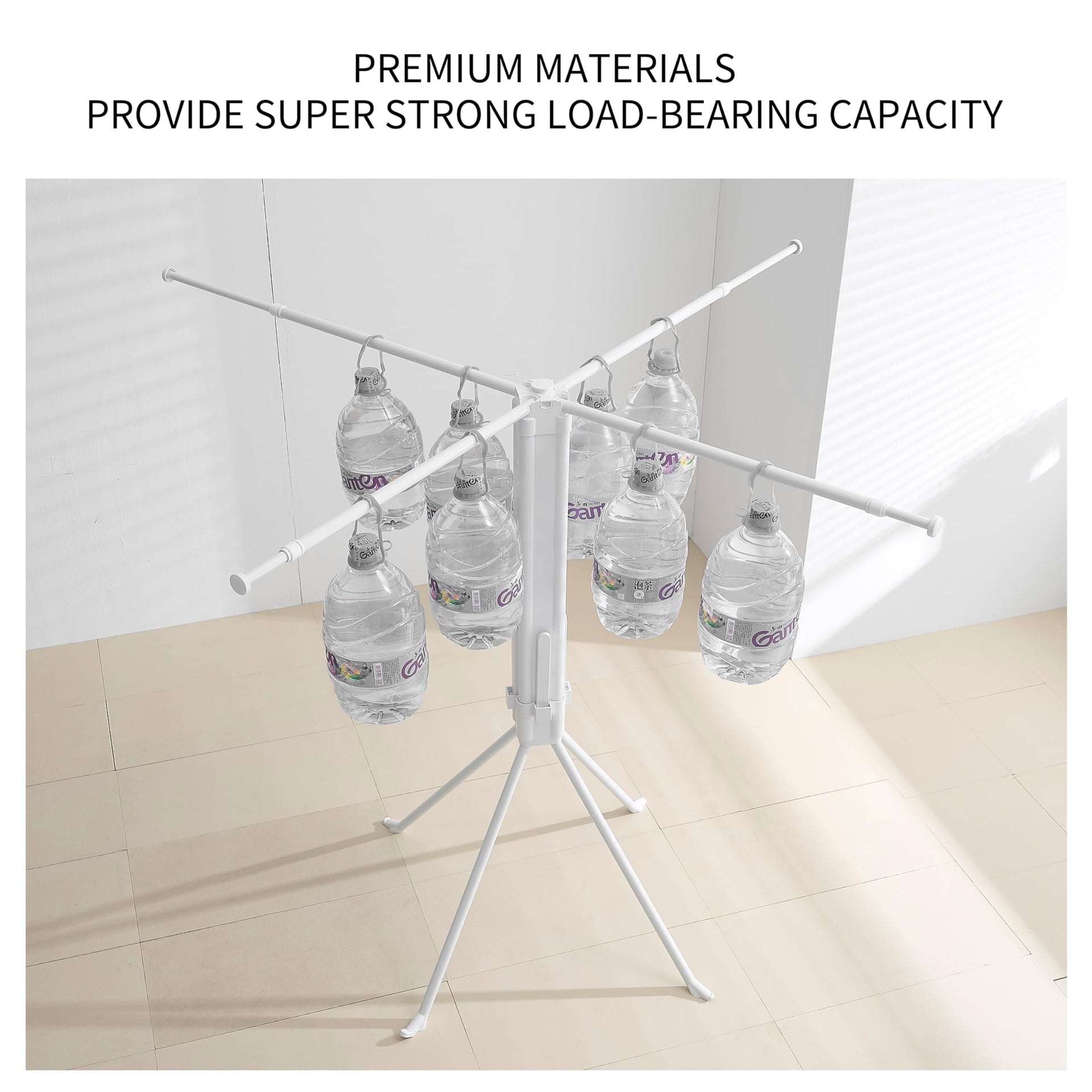 Foldable Clothes Drying Rack with Aluminum 4 Rods 16 Clips