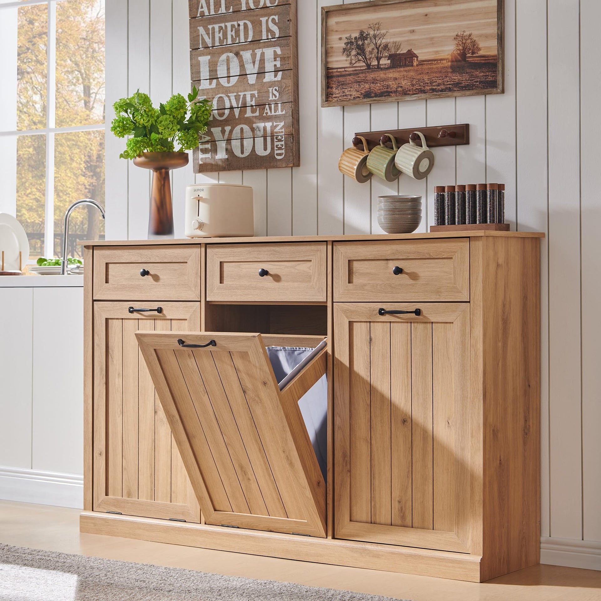 Triple Tilt Out Laundry Hamper Cabinet
