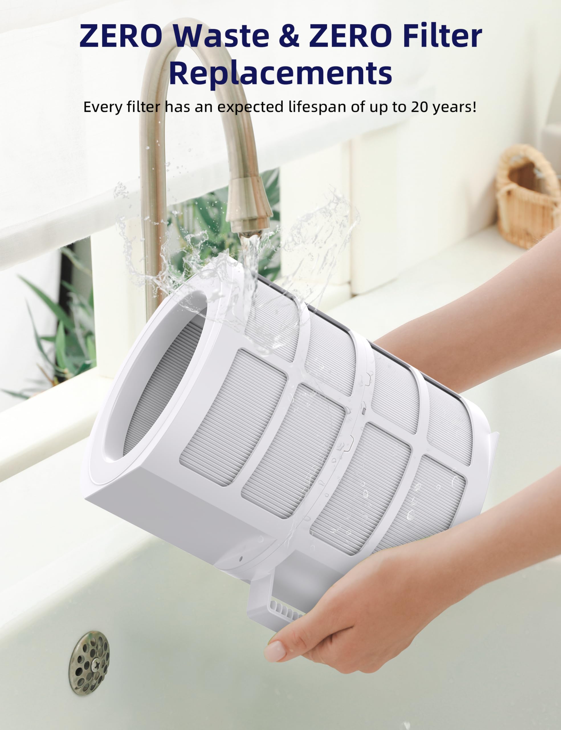 OxyPure ZERO Air Purifier with Washable & Reusable Bio Guard Filters