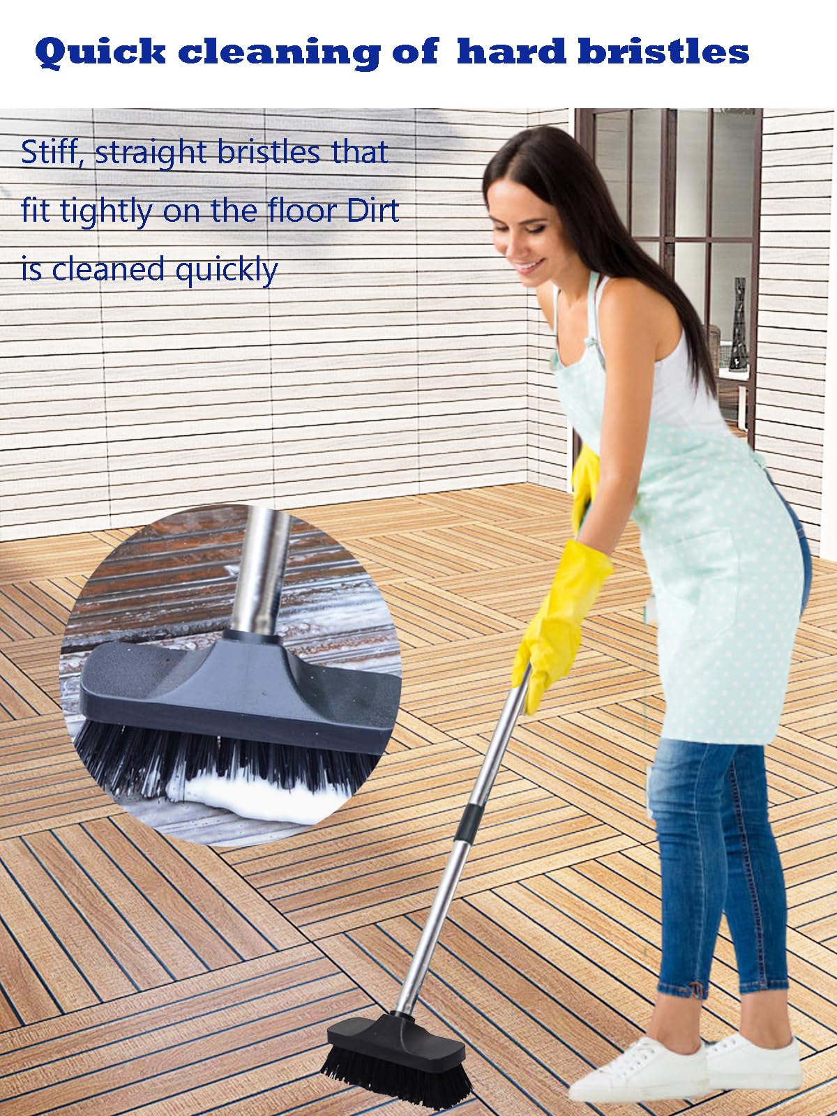 Push Broom Brush Stiff Bristles Floor Cleaning Brush Multi