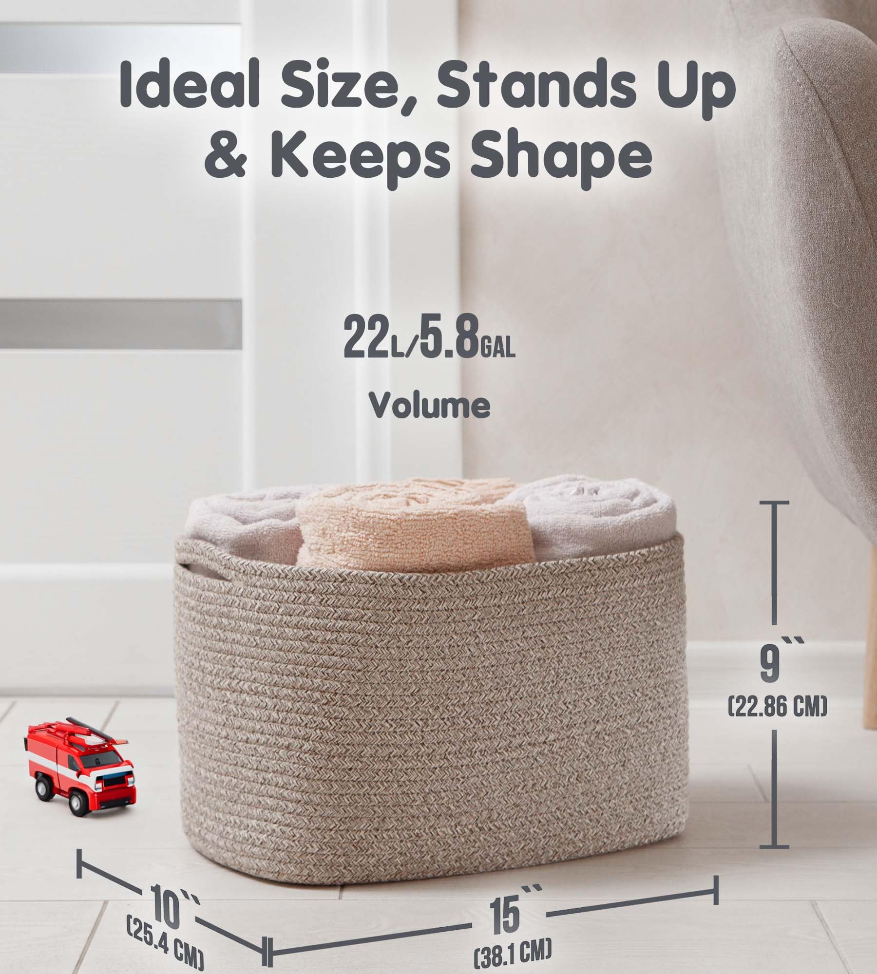 Cotton Rope Baskets for Organizing (3 Count)