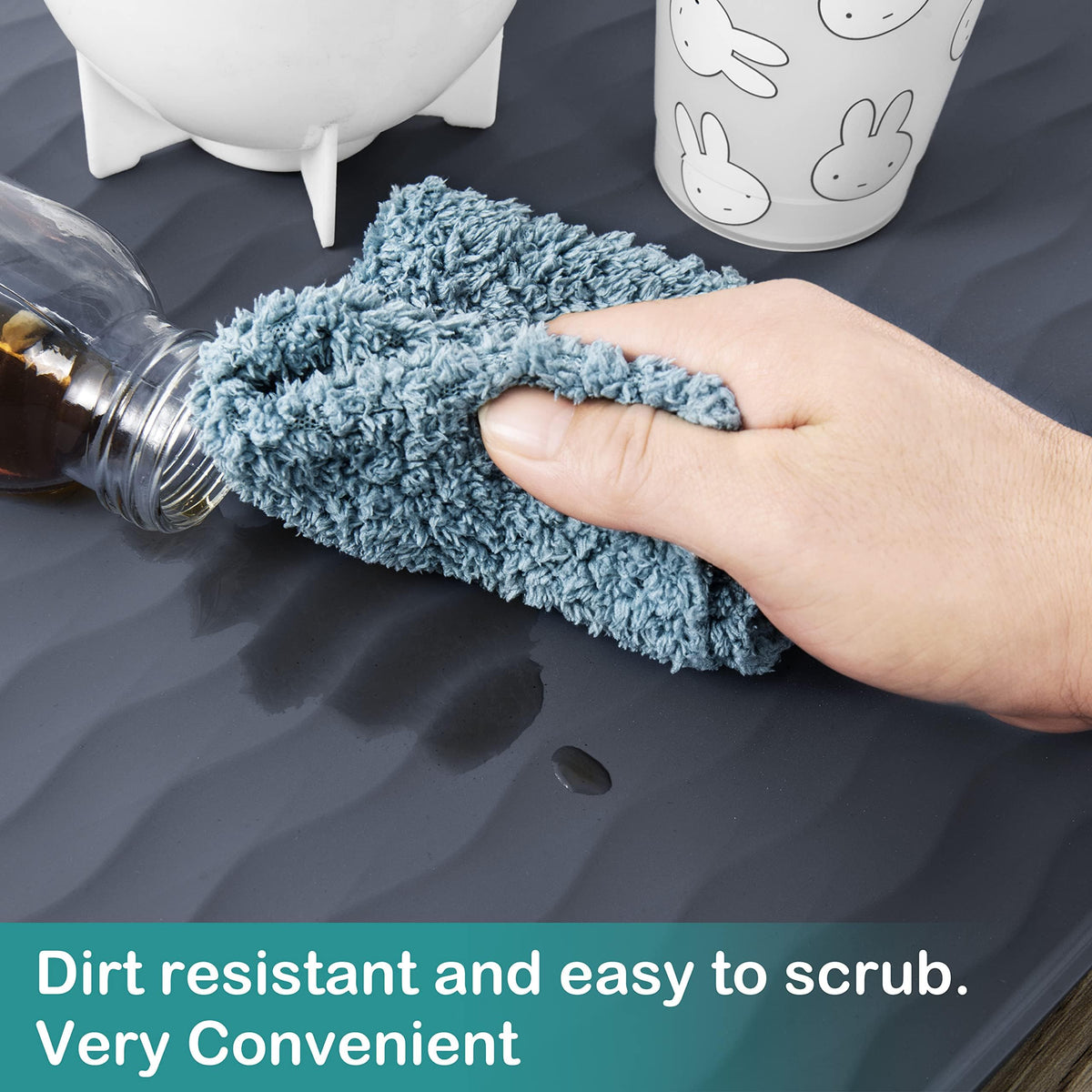 Waterproof Silicone Under Sink Mat 28'' x 19'' Shelf Liner for Kitchen and Bathroom