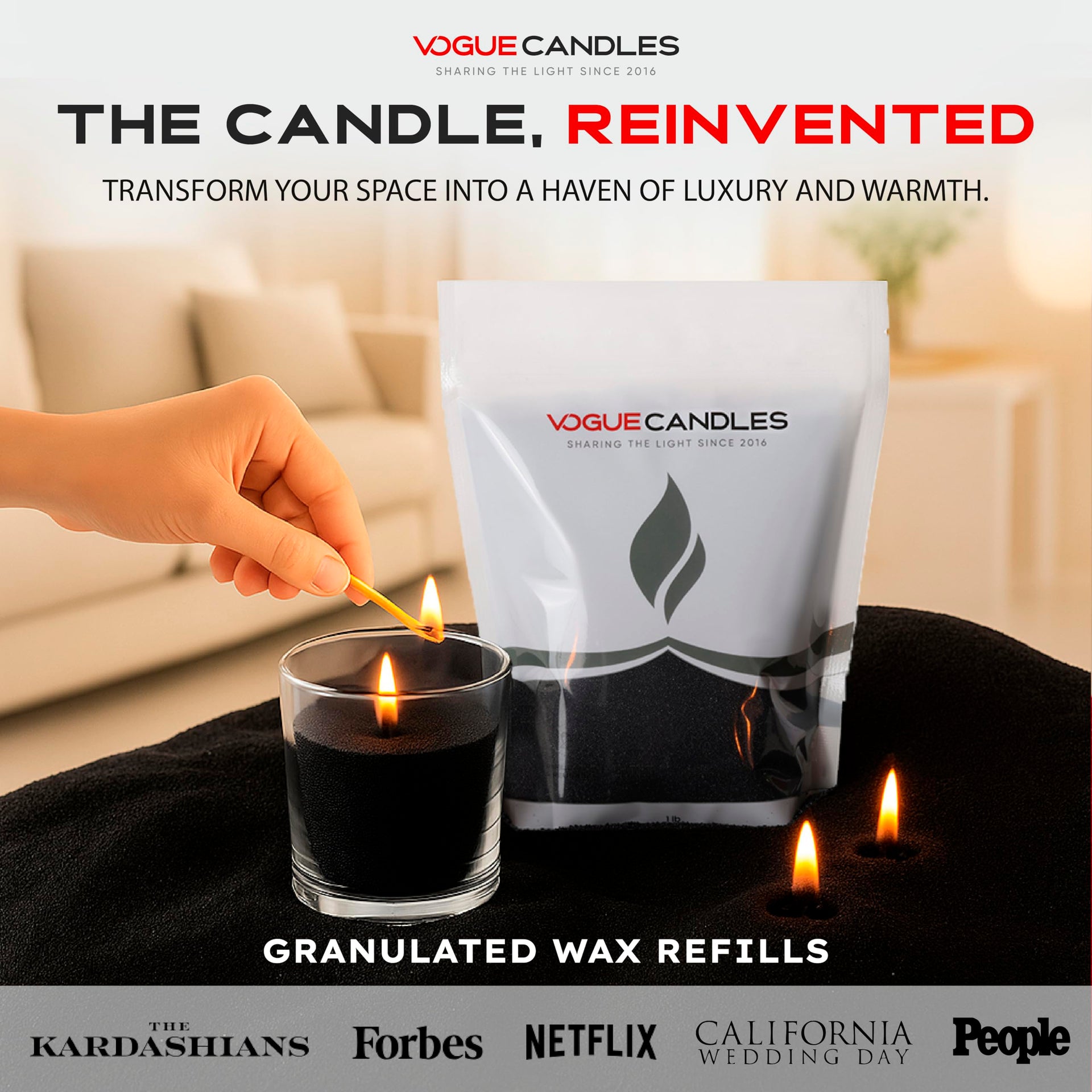 Vogue Candles Black Pearled Candle Sand Wax (16 Ounce)