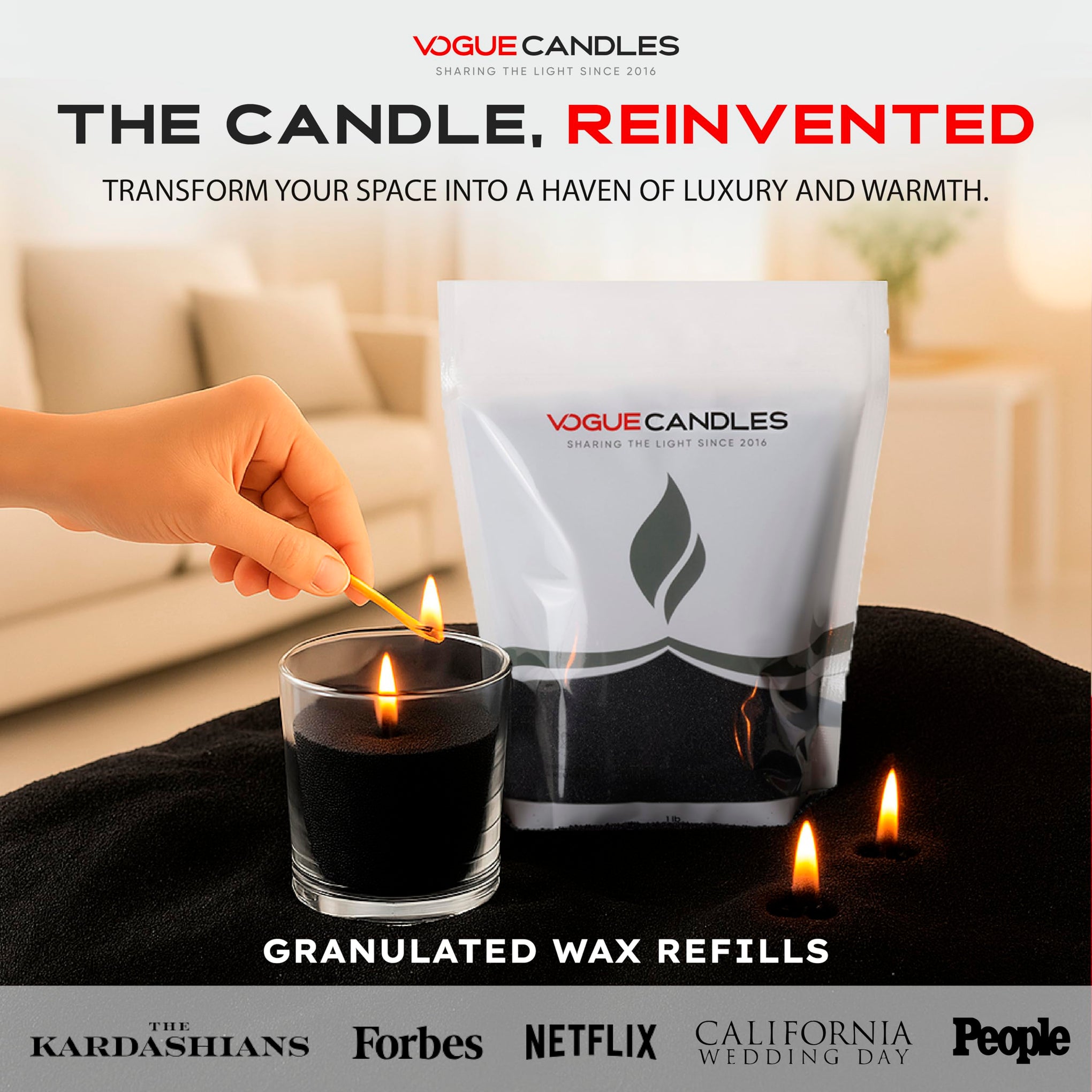 Vogue Candles Black Pearled Candle Sand Wax (16 Ounce)