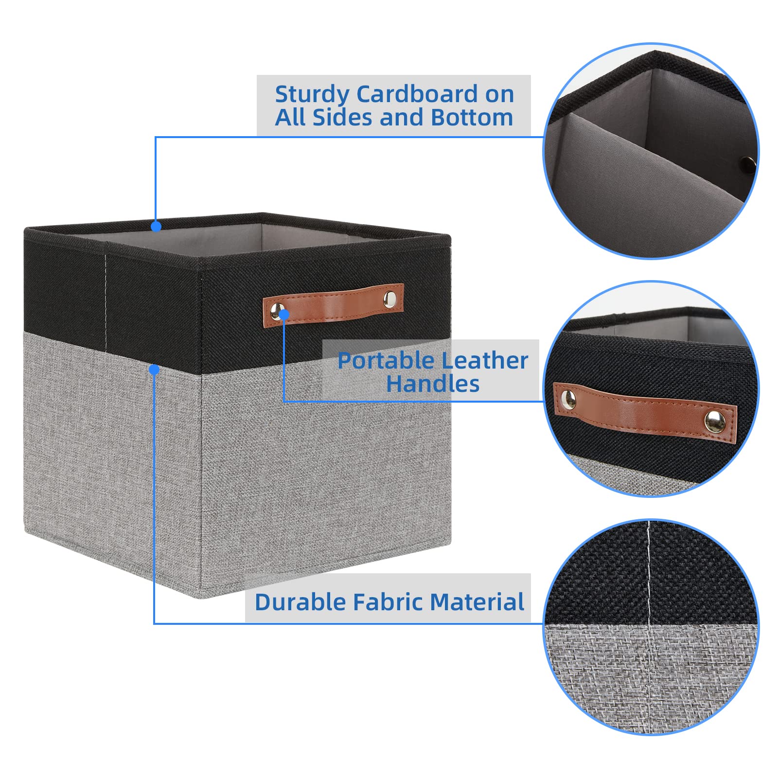 11 x 11 Cube Storage Bins Fabric Storage Cubes for Shelf (4 Count)