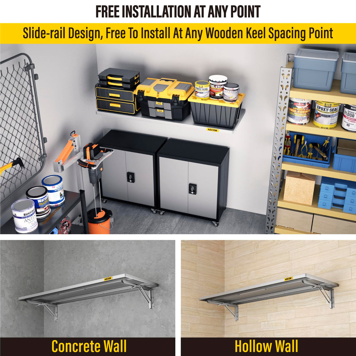 1.2x3ft Adjustable Rail Type Folding Storage Rack Shelf