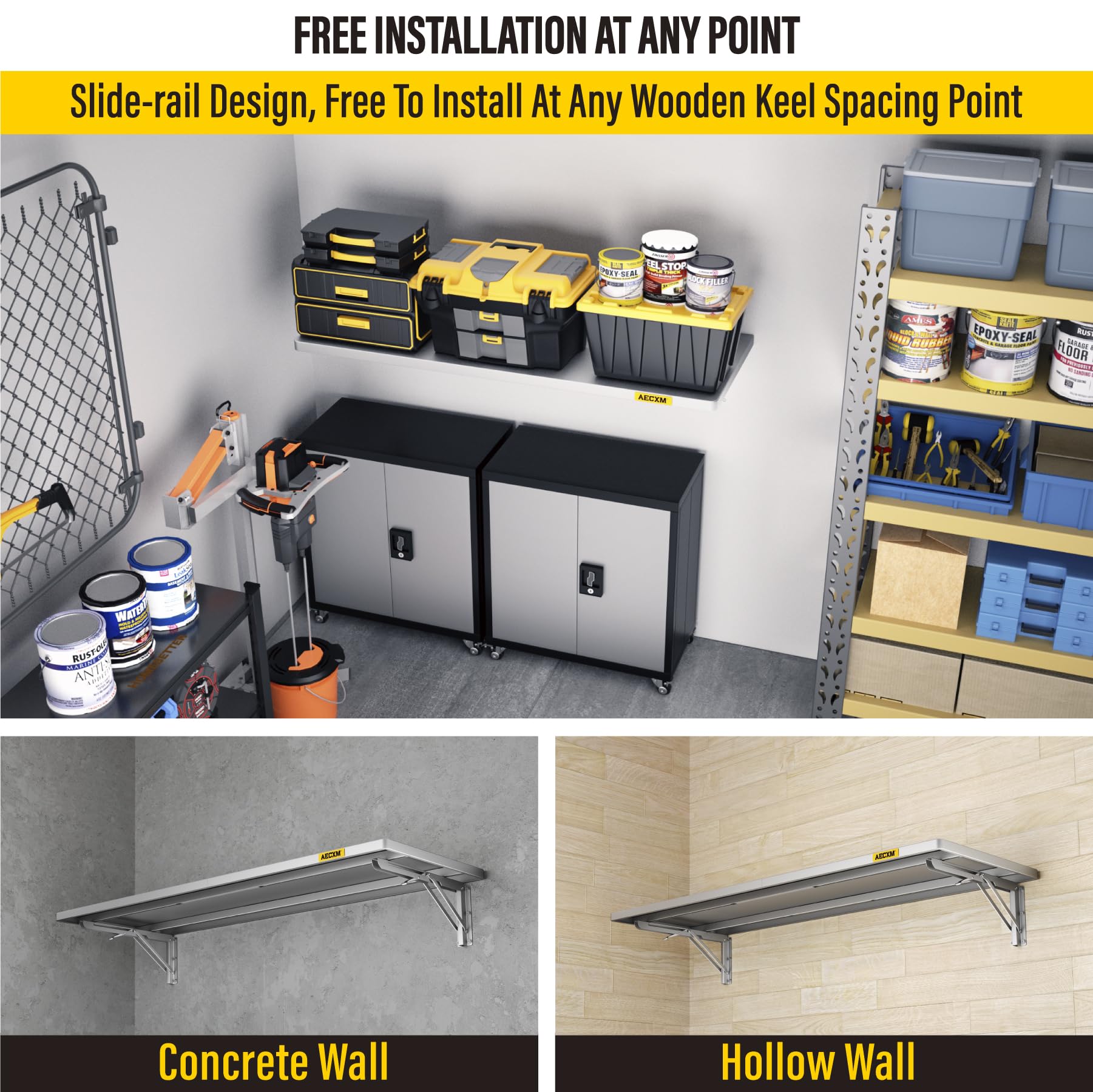 1.2x3ft Adjustable Rail Type Folding Storage Rack Shelf