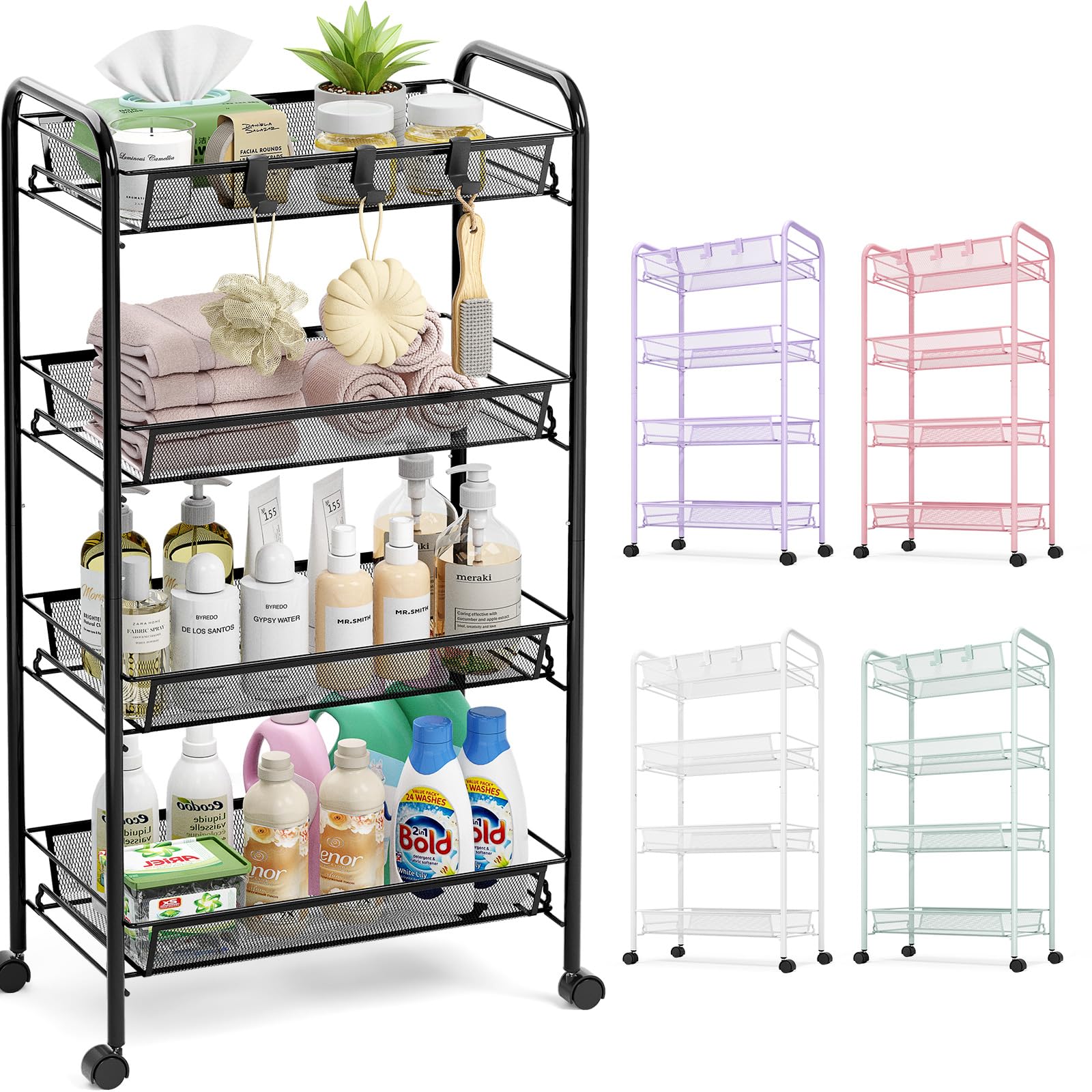 4 Tier Rolling Cart (4 Count)