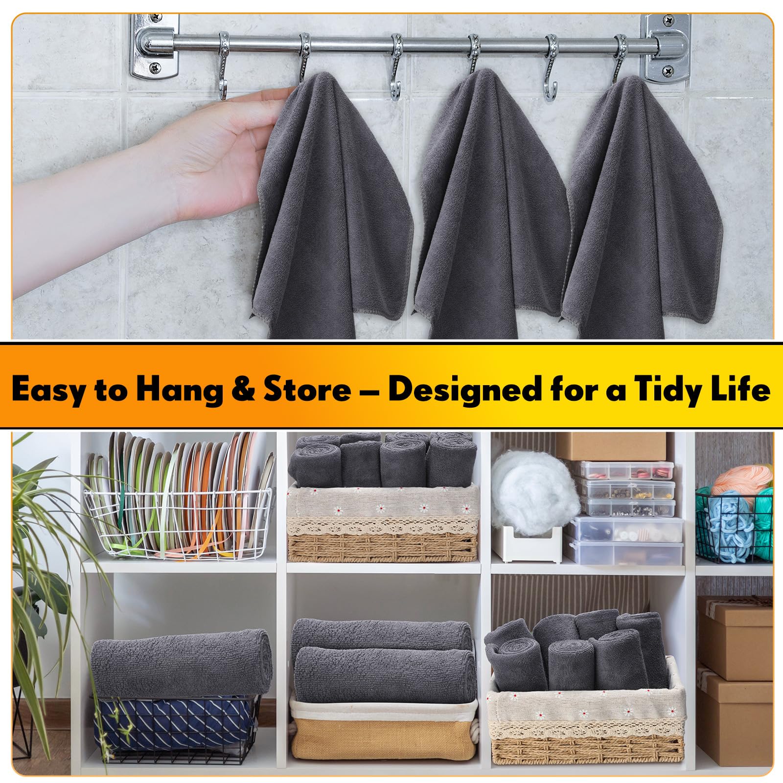 Microfiber Cleaning Cloths for Cars 16 x 16 Inch Ultra Absorbent Car Towels Drying Reusable Cleaning Supplies House Kitchen Window Microfiber Towel (60 Count)